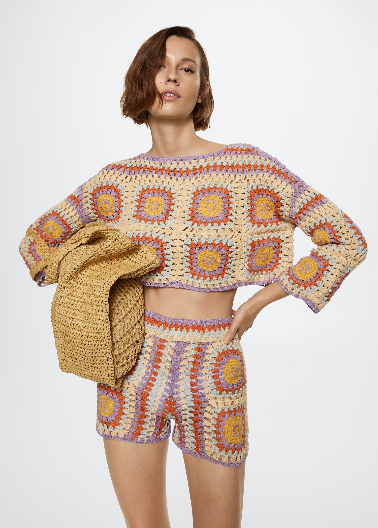 Cotton crochet sweater - Medium plane