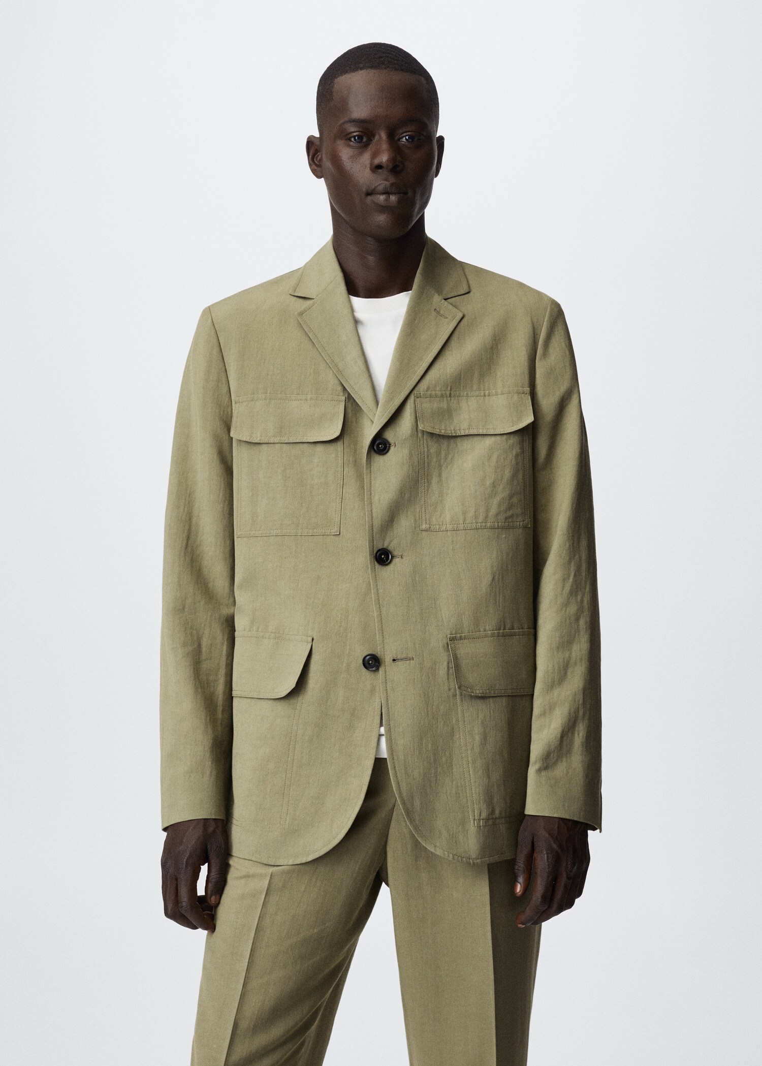 Leinenblazer mit Taschen - Mittlere Ansicht
