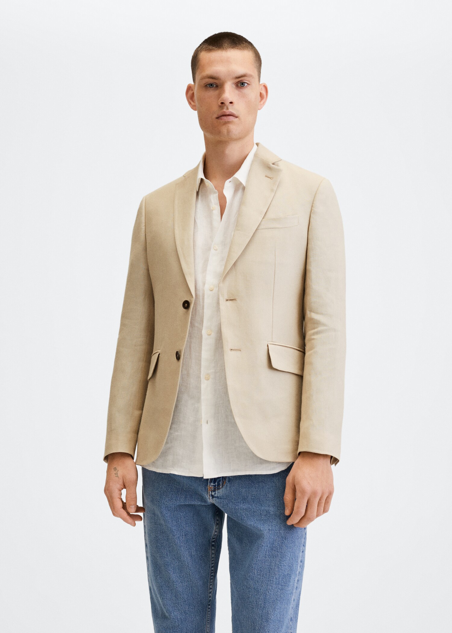 100% linen slim fit blazer - Medium plane