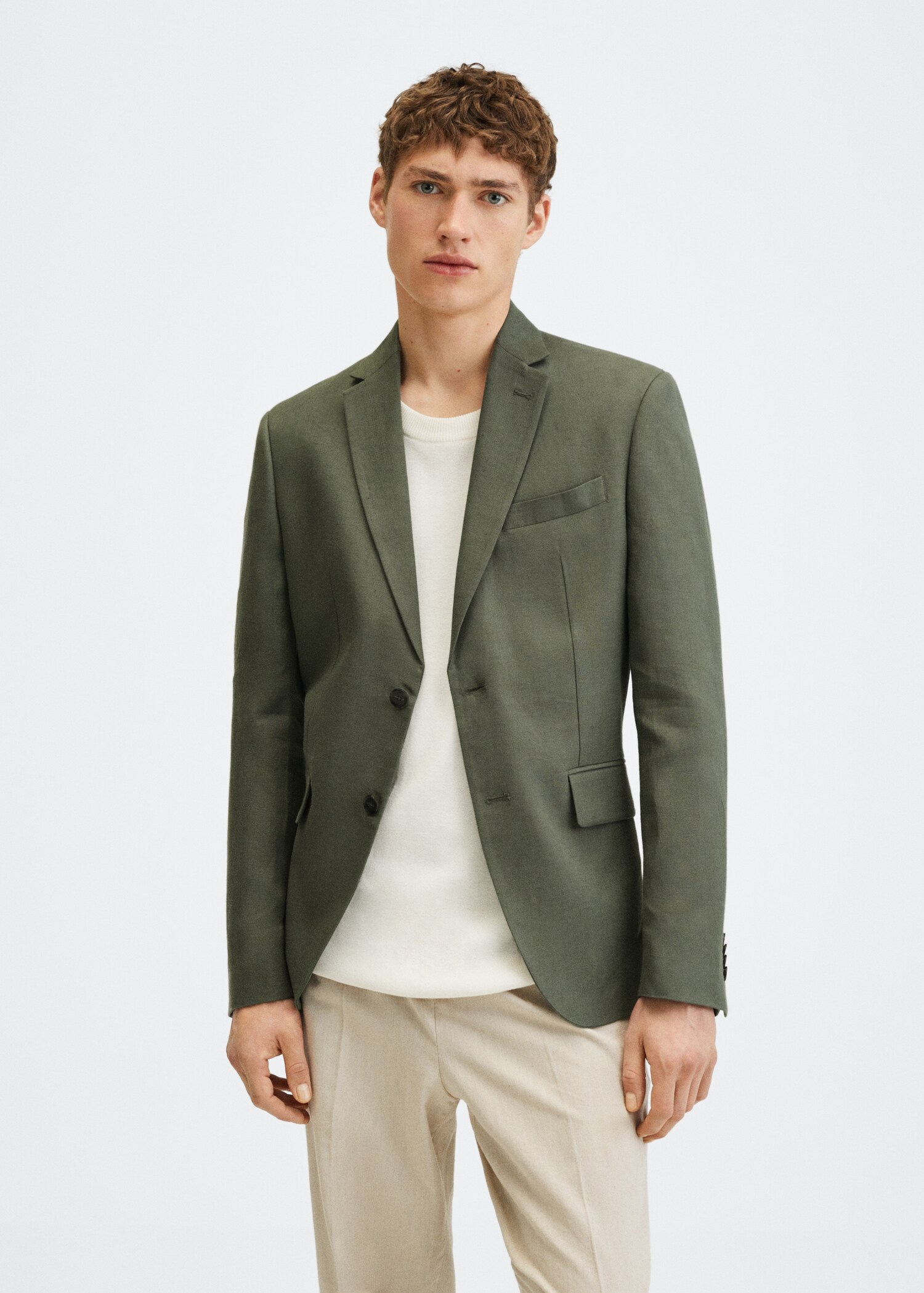 100% linen slim fit blazer - Medium plane
