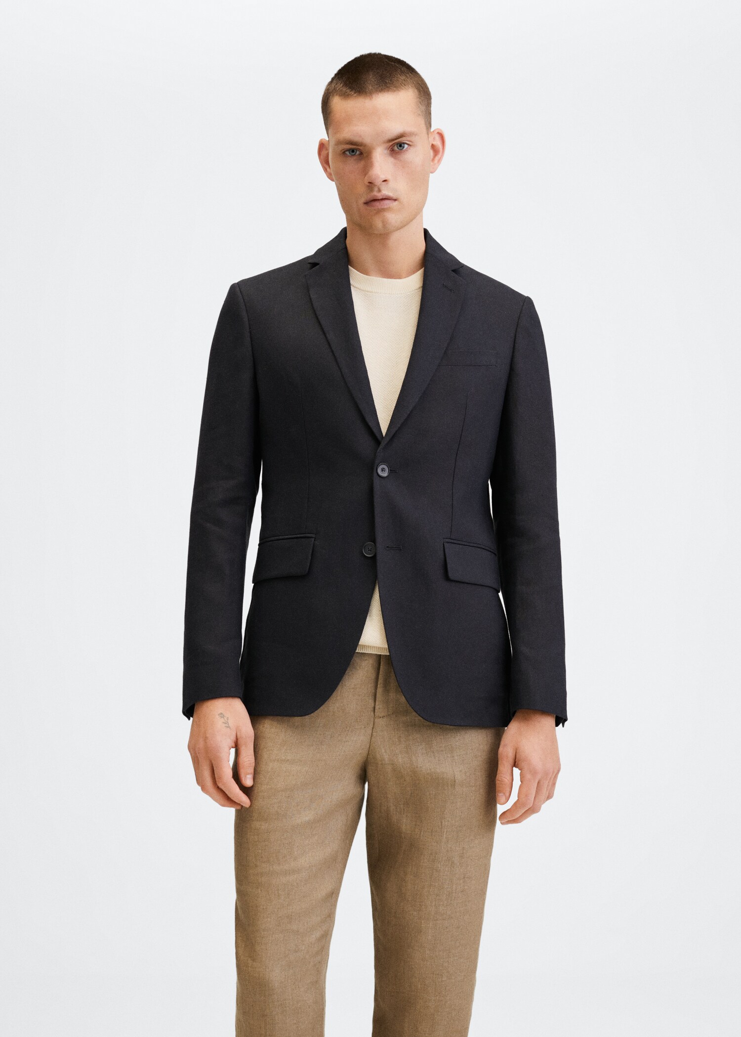 100% linen slim fit blazer - Medium plane