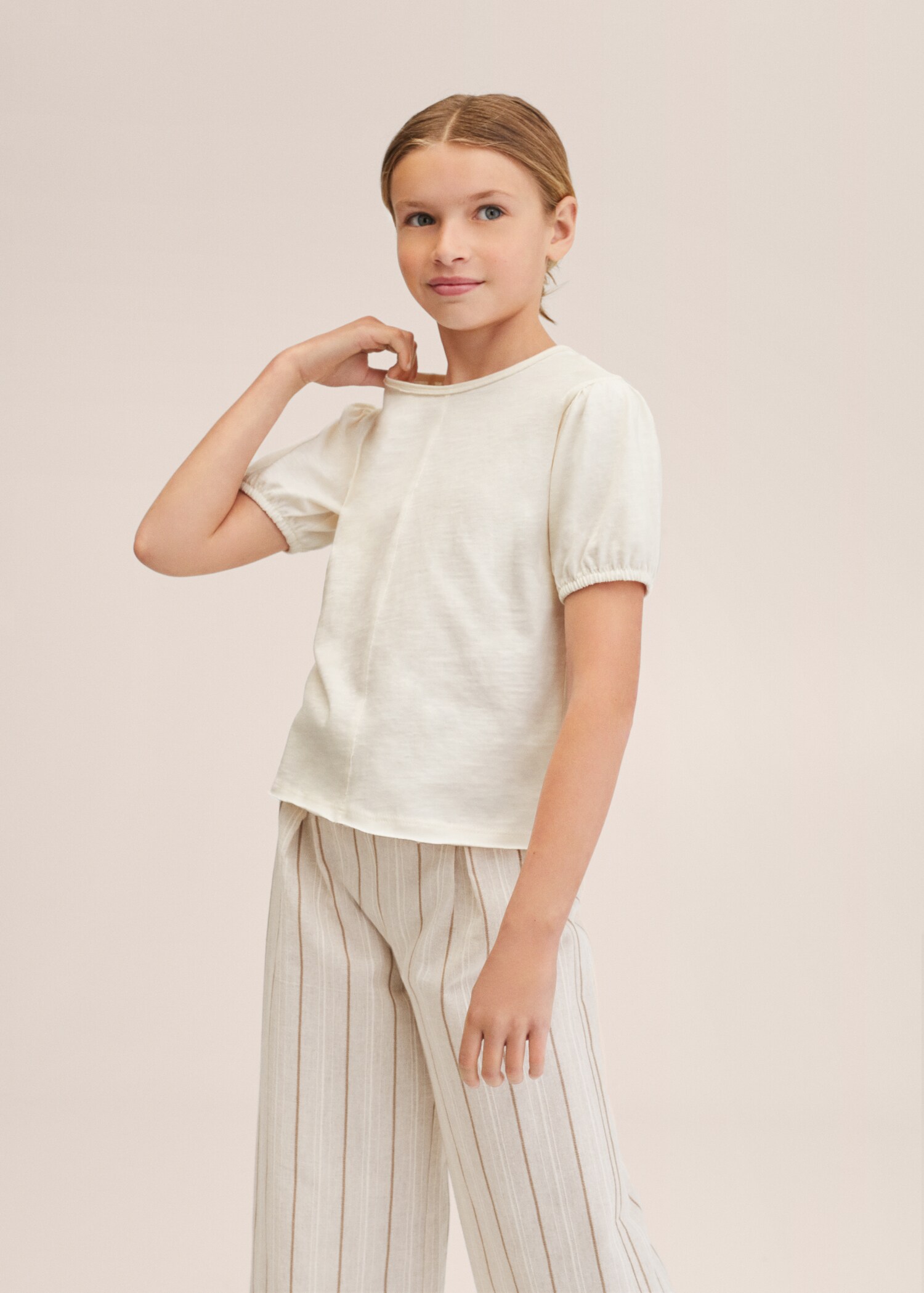 T-shirt met elastiek in de mouwen - Middenvlak
