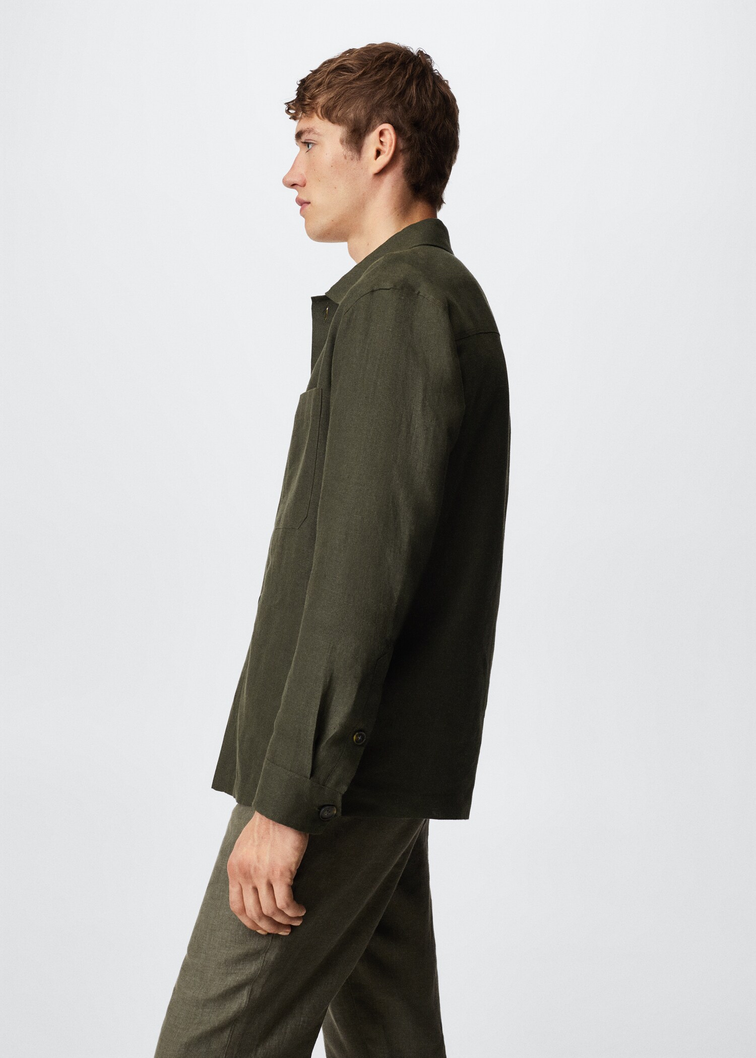 100% linen overshirt with pockets - Details of the article 1