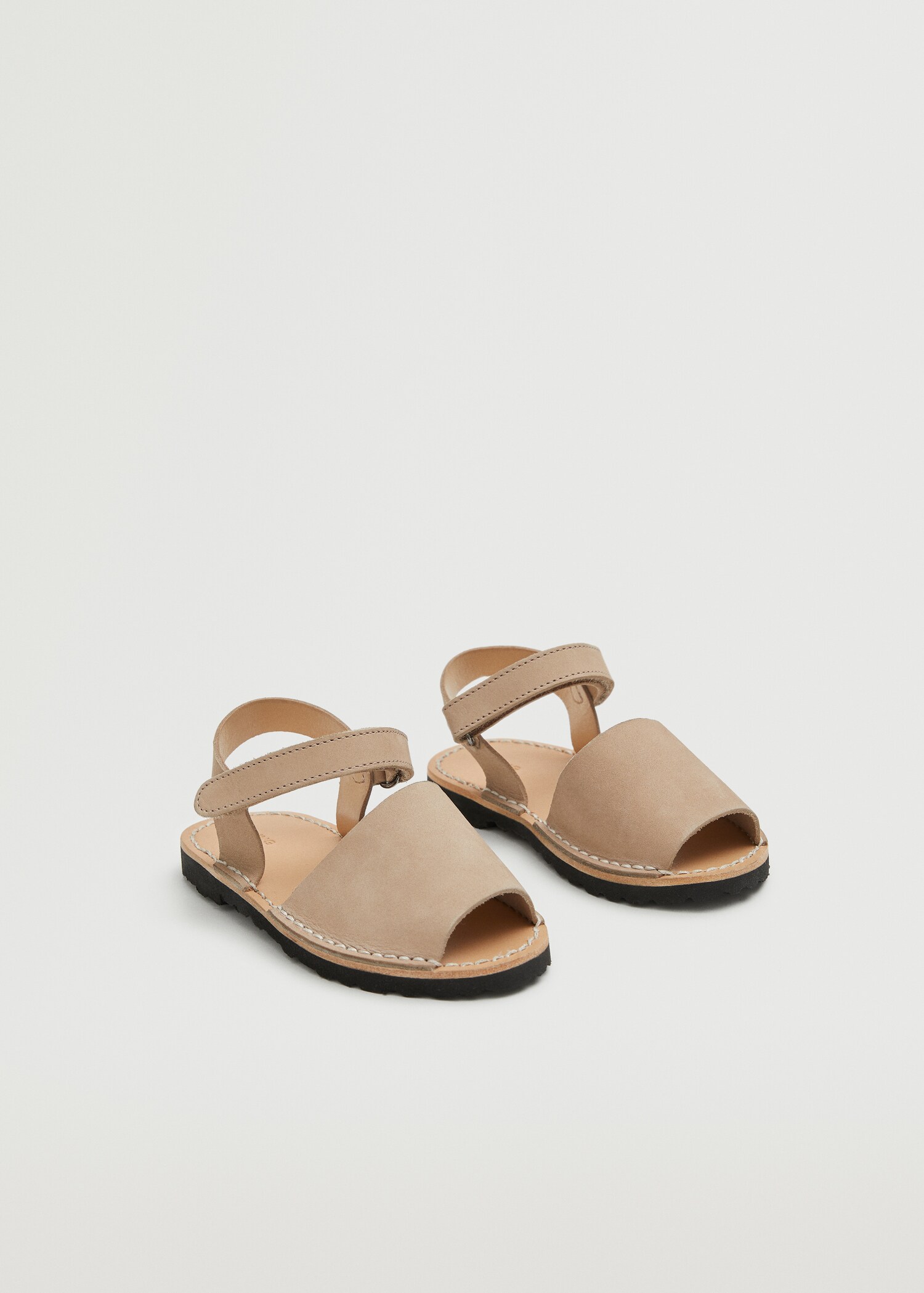 Velcro leather sandal - Medium plane