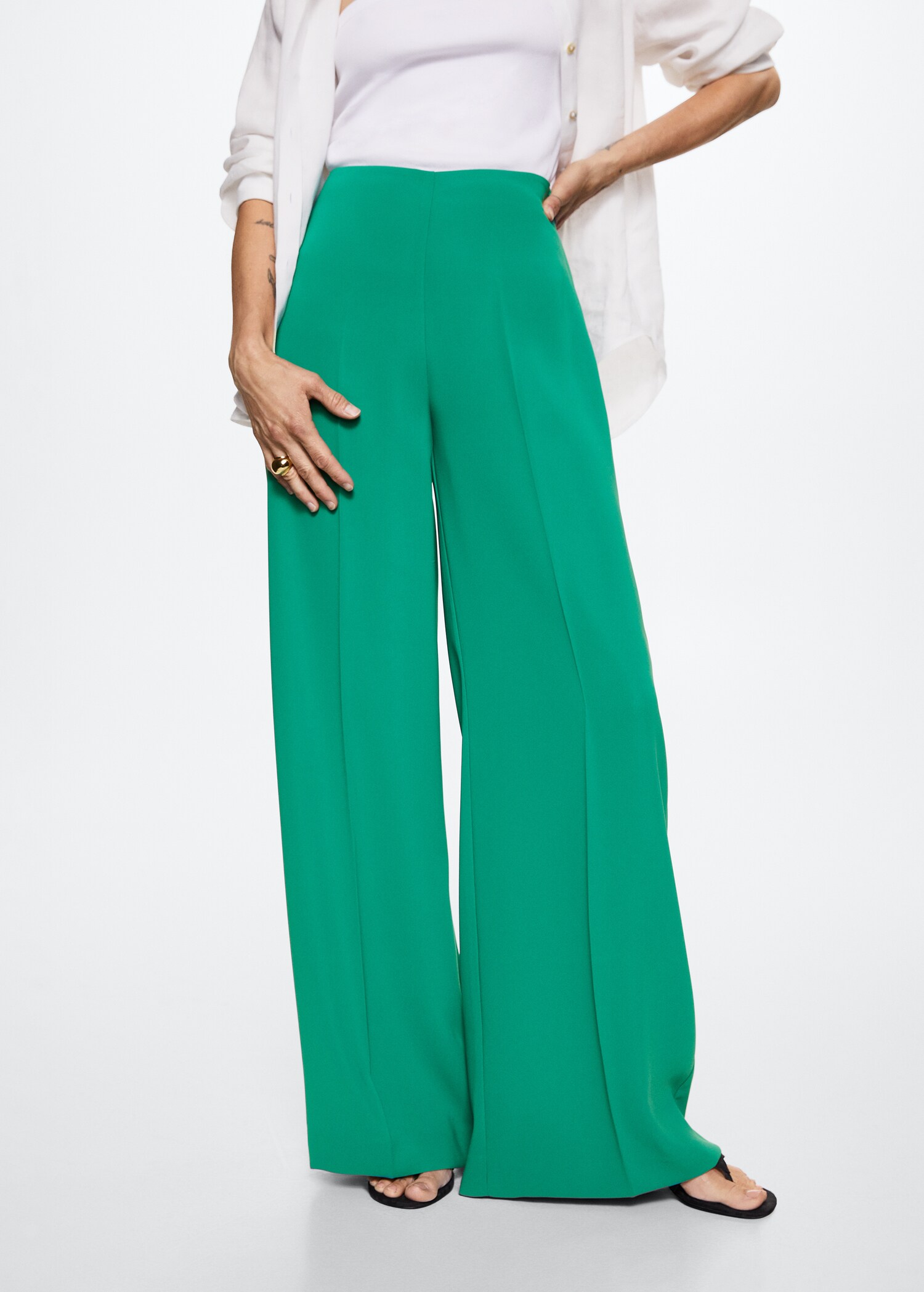 High-waist palazzo pants - Medium plane