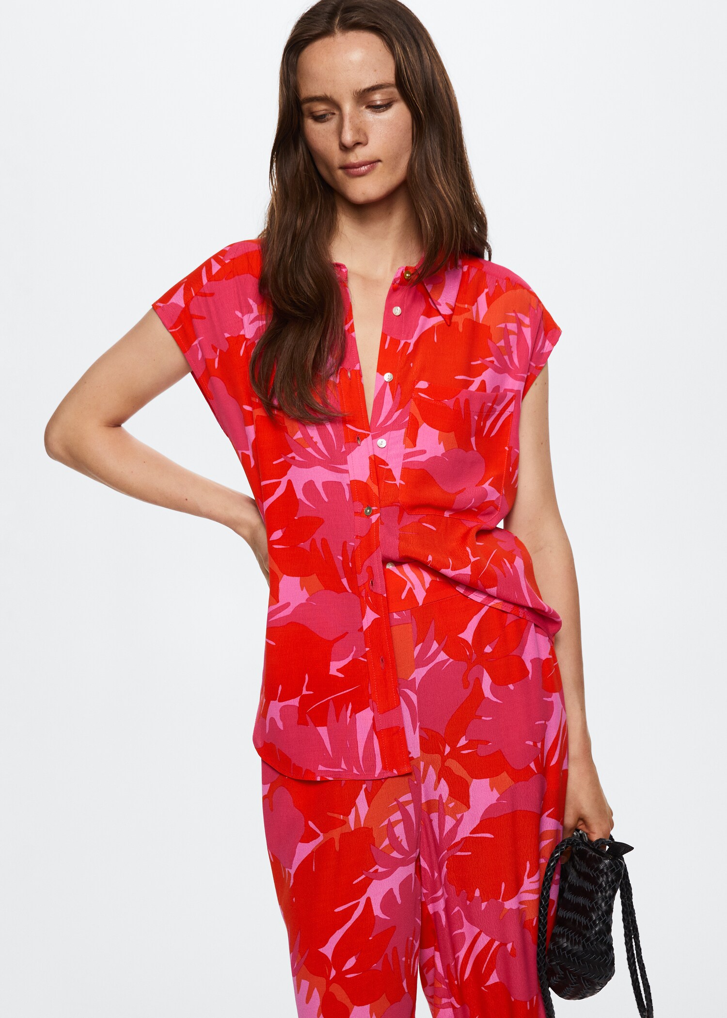 Soepelvallende oversized blouse - Middenvlak
