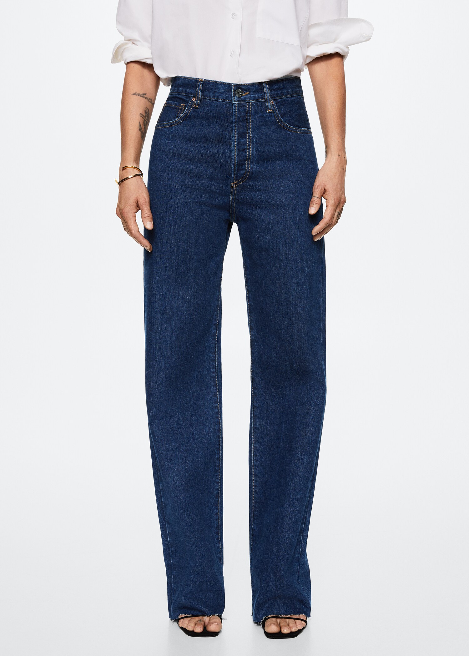 Jeans wideleg tiro alto - Plano medio
