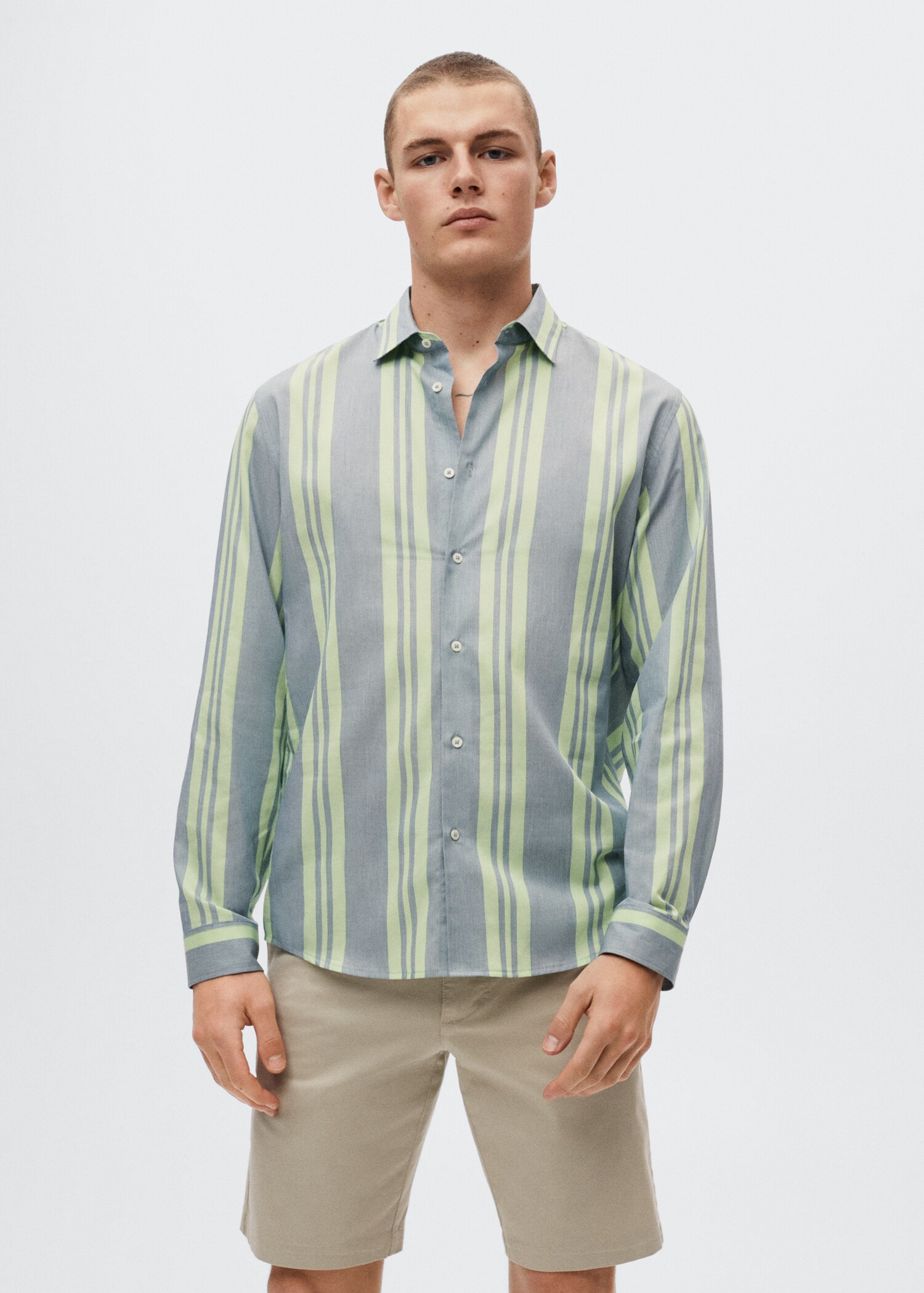 Regular-fit cotton striped shirt - Medium plane