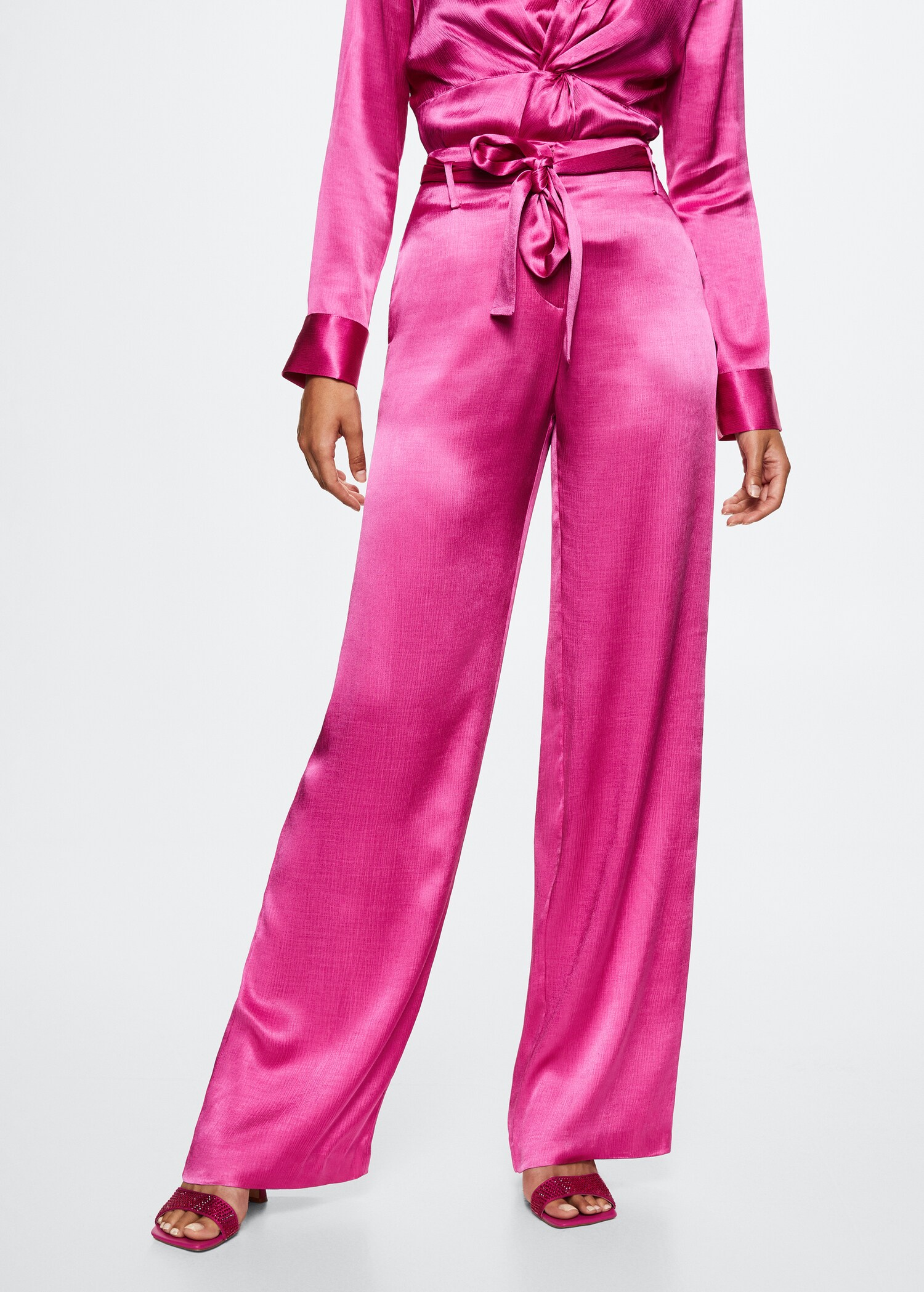 Bow satin trousers - Medium plane