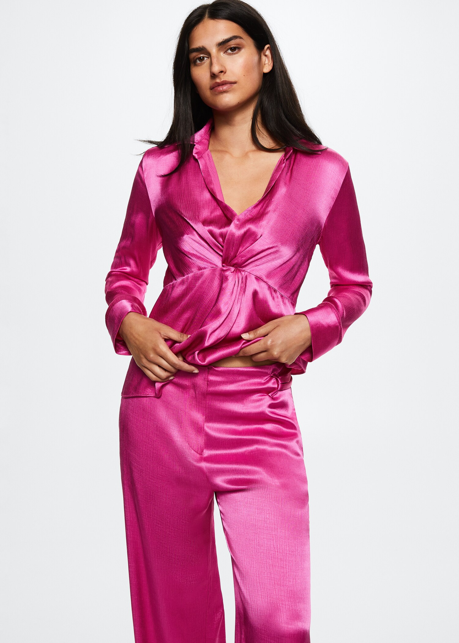 Bow satin trousers - Details of the article 1