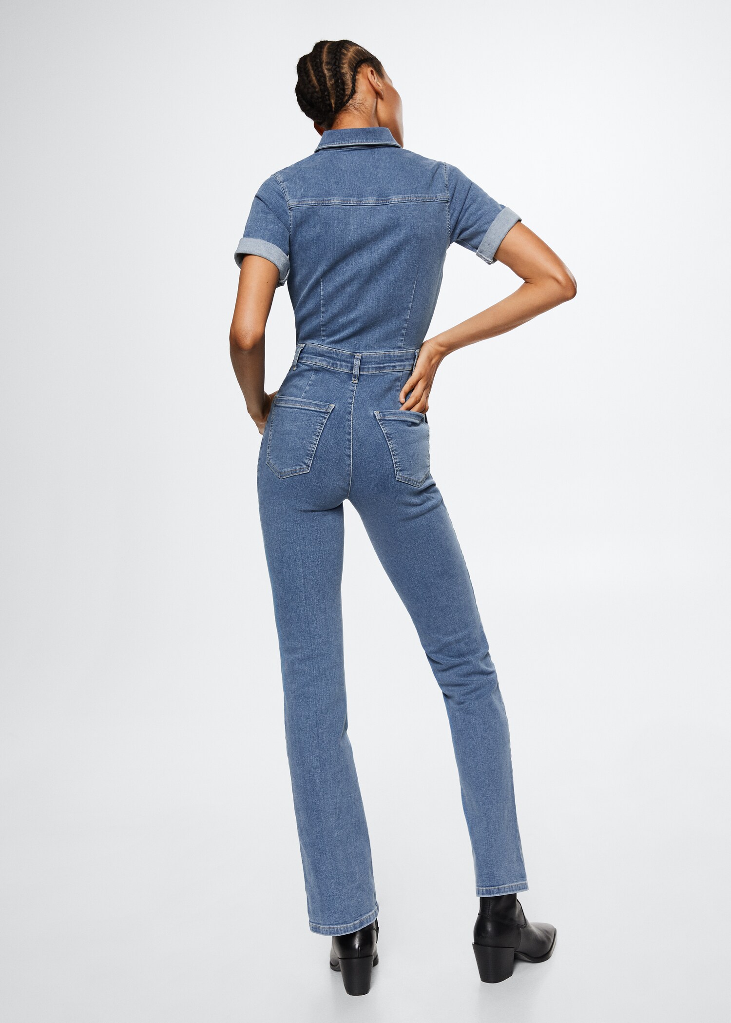 Salopetă din denim cu fermoar - Spatele articolului