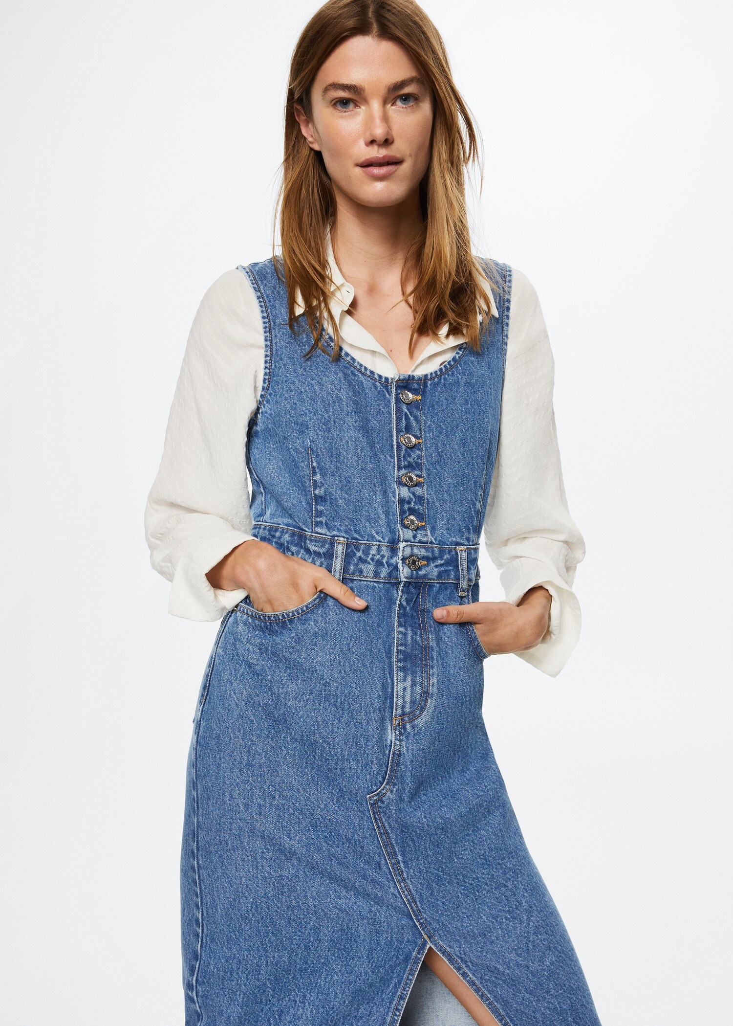 Button denim dress - Medium plane
