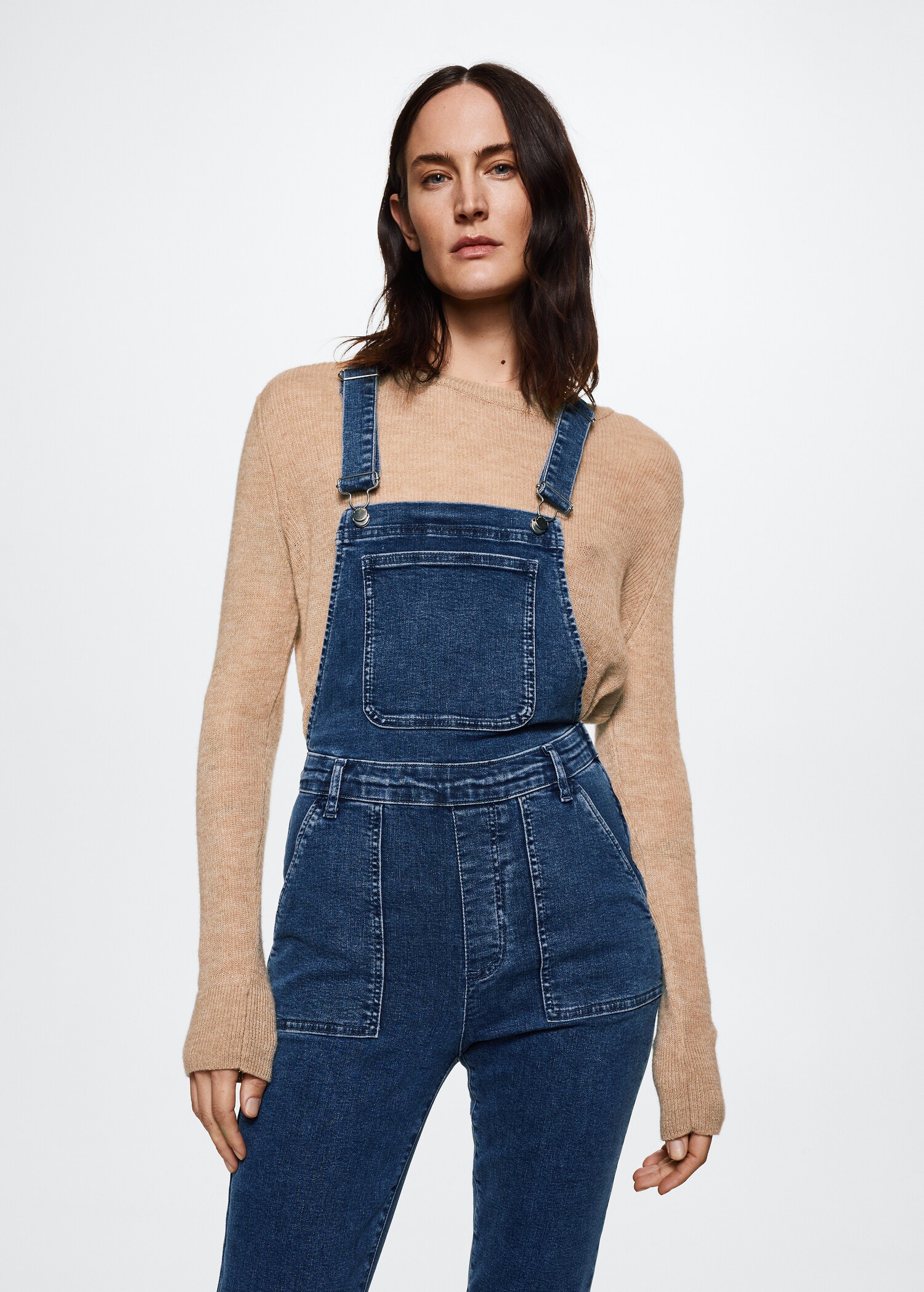 Gefütterte Jeans-Latzhose - Mittlere Ansicht