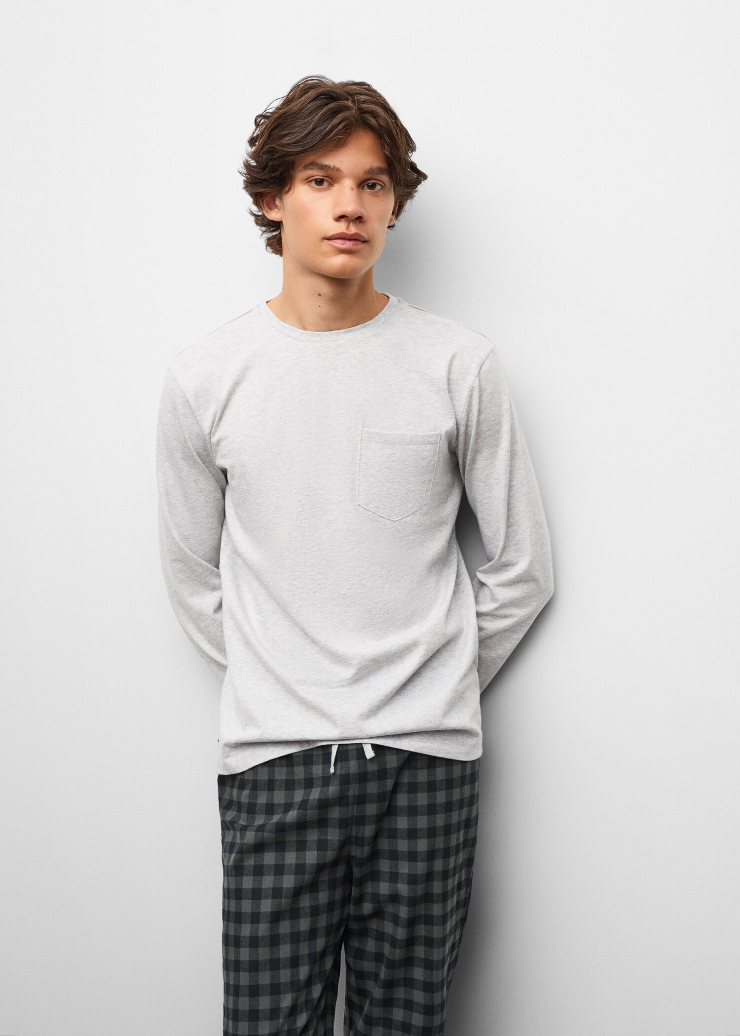 Two-pieces check long pyjamas - Medium plane