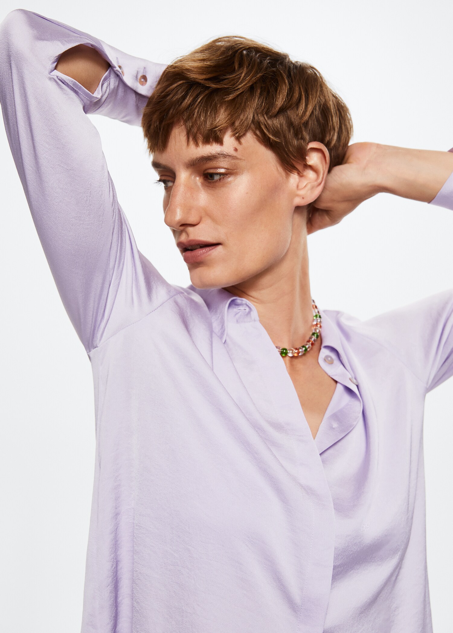 Satin finish flowy shirt - Details of the article 1