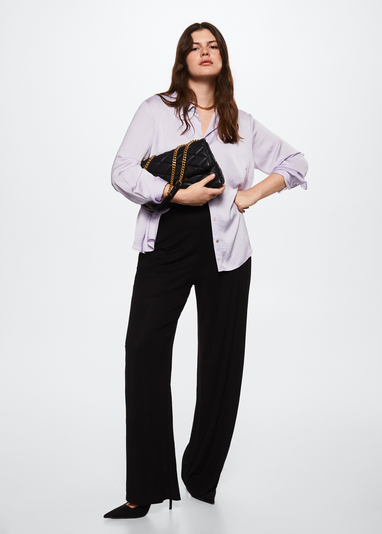 Satin finish flowy shirt - Details of the article 4