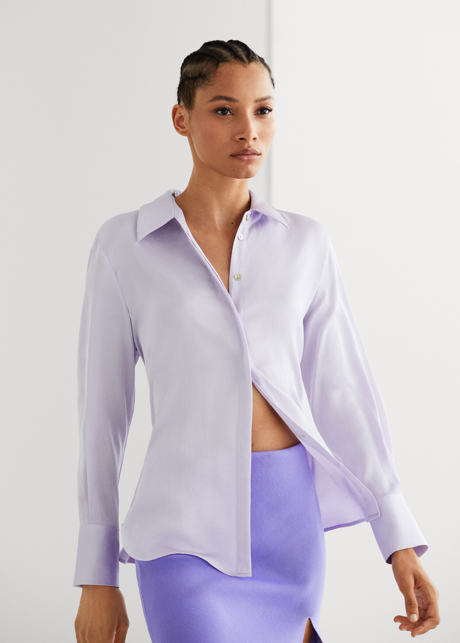 Satin finish flowy shirt - Details of the article 7