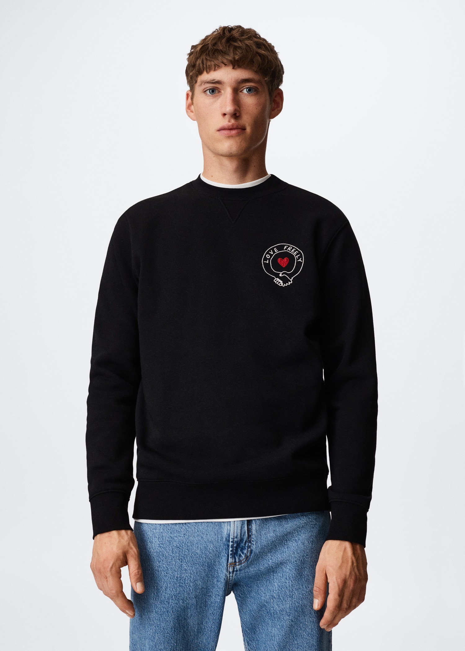 Katoenen sweatshirt met borduursel - Middenvlak