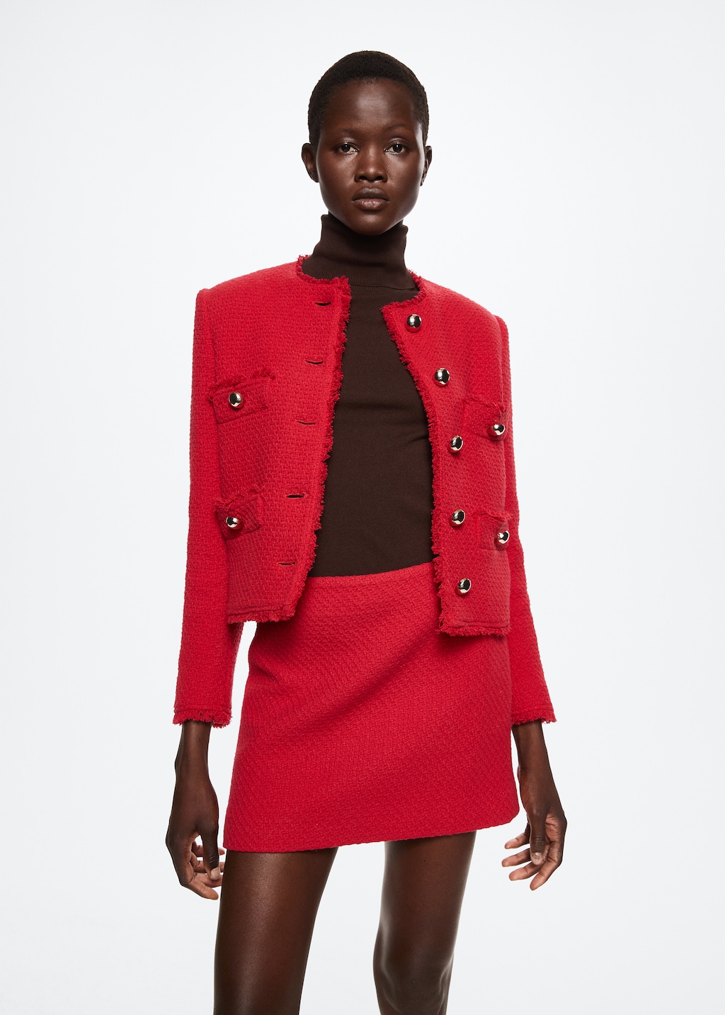 Tweed skirt red cheap