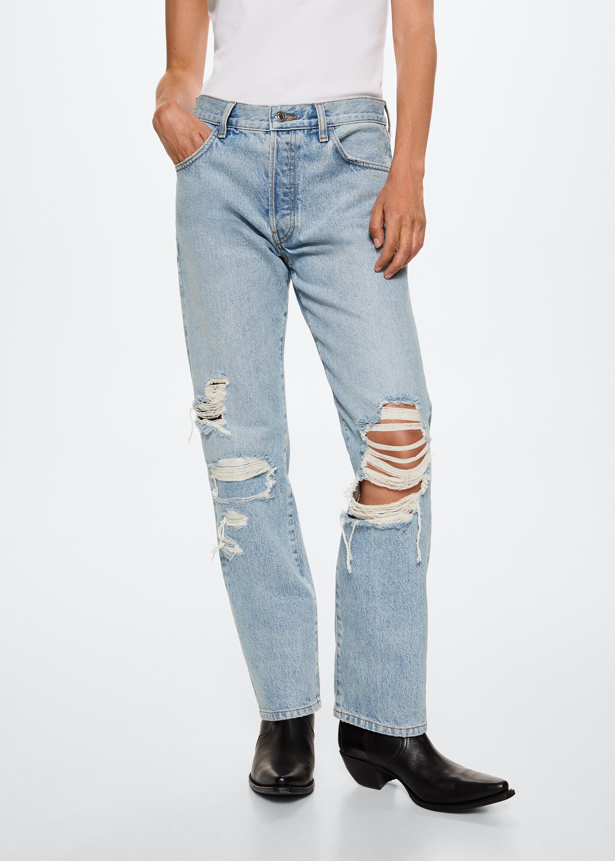Gerade Jeans mit niedriger Bundhöhe - Mittlere Ansicht