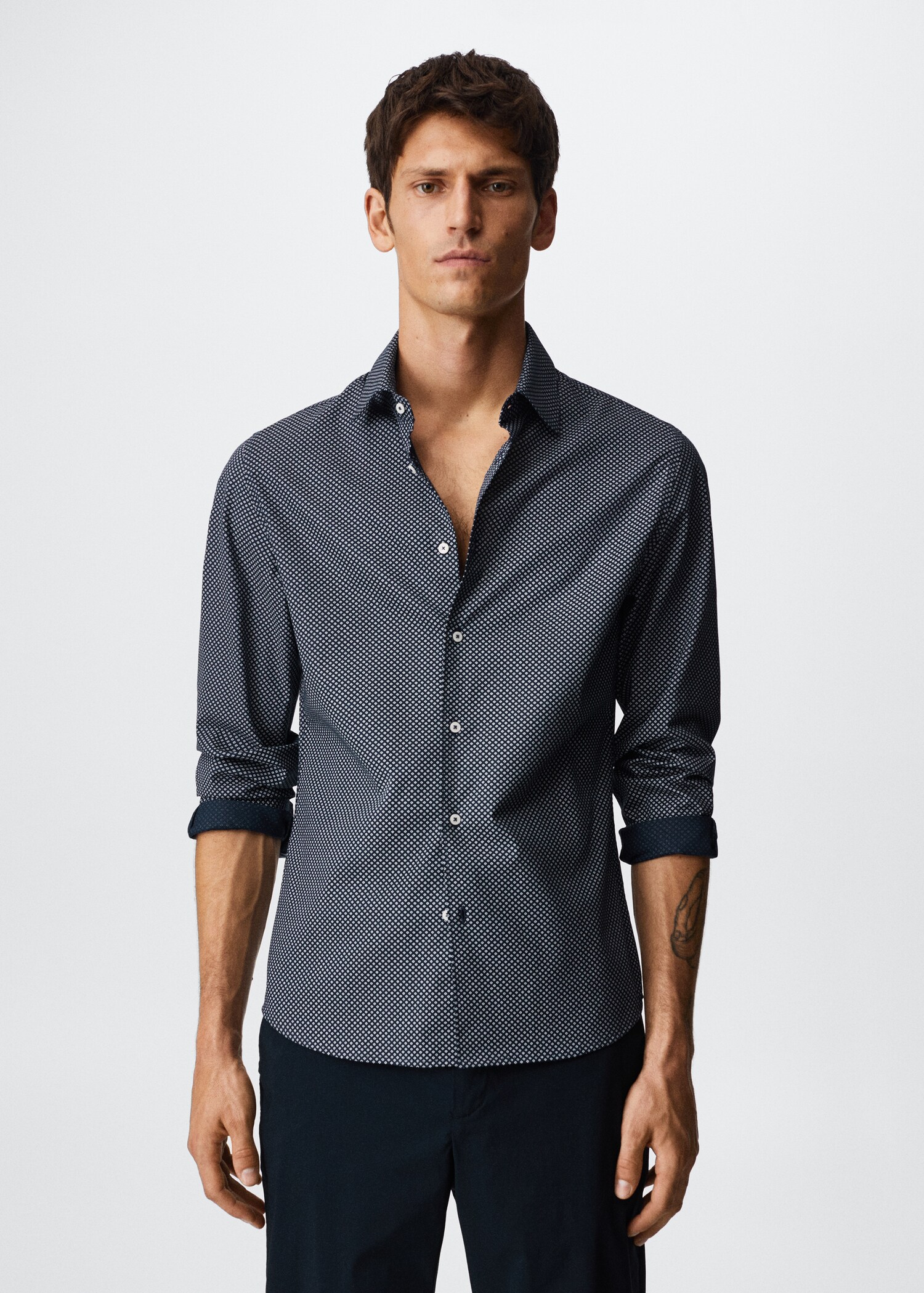 Gemustertes Slim Fit-Hemd - Herren | MANGO OUTLET Deutschland