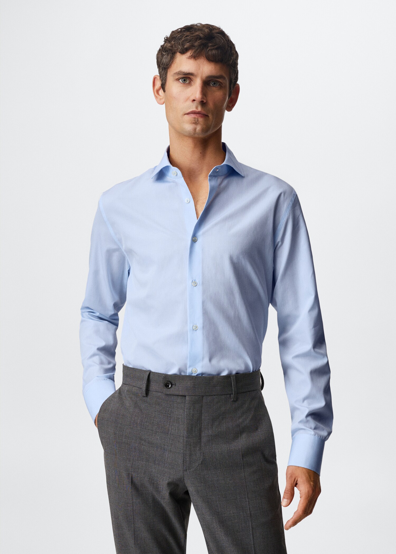 Slim fit cotton suit shirt - Medium plane