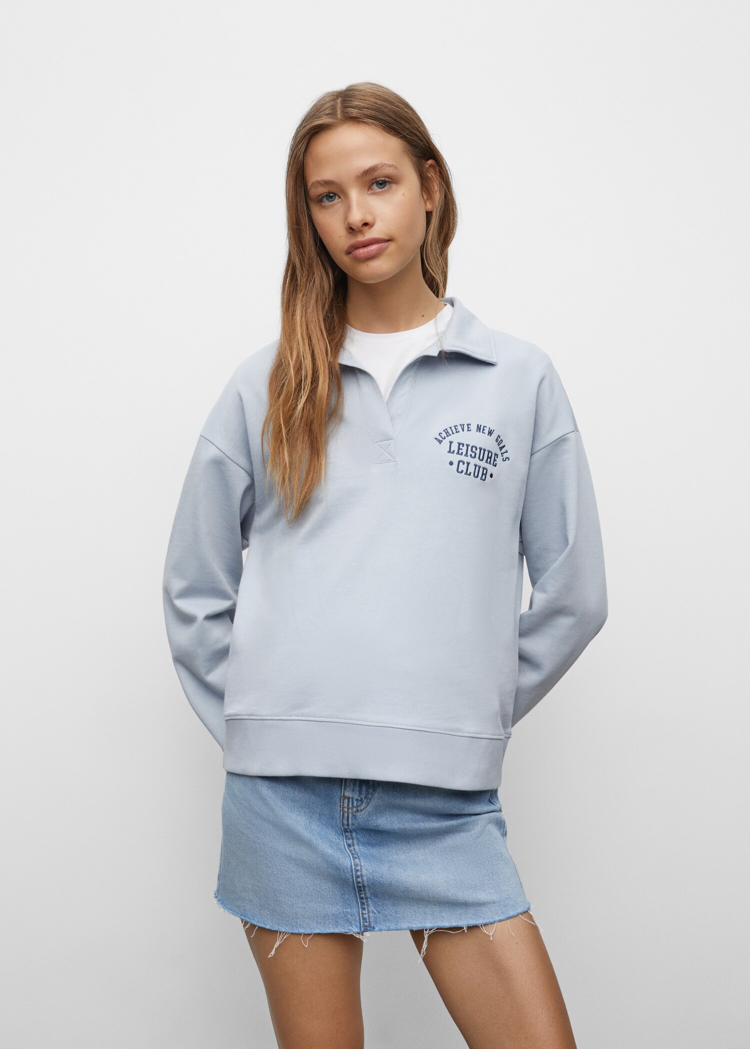 Polo sweatshirt with message - Medium plane