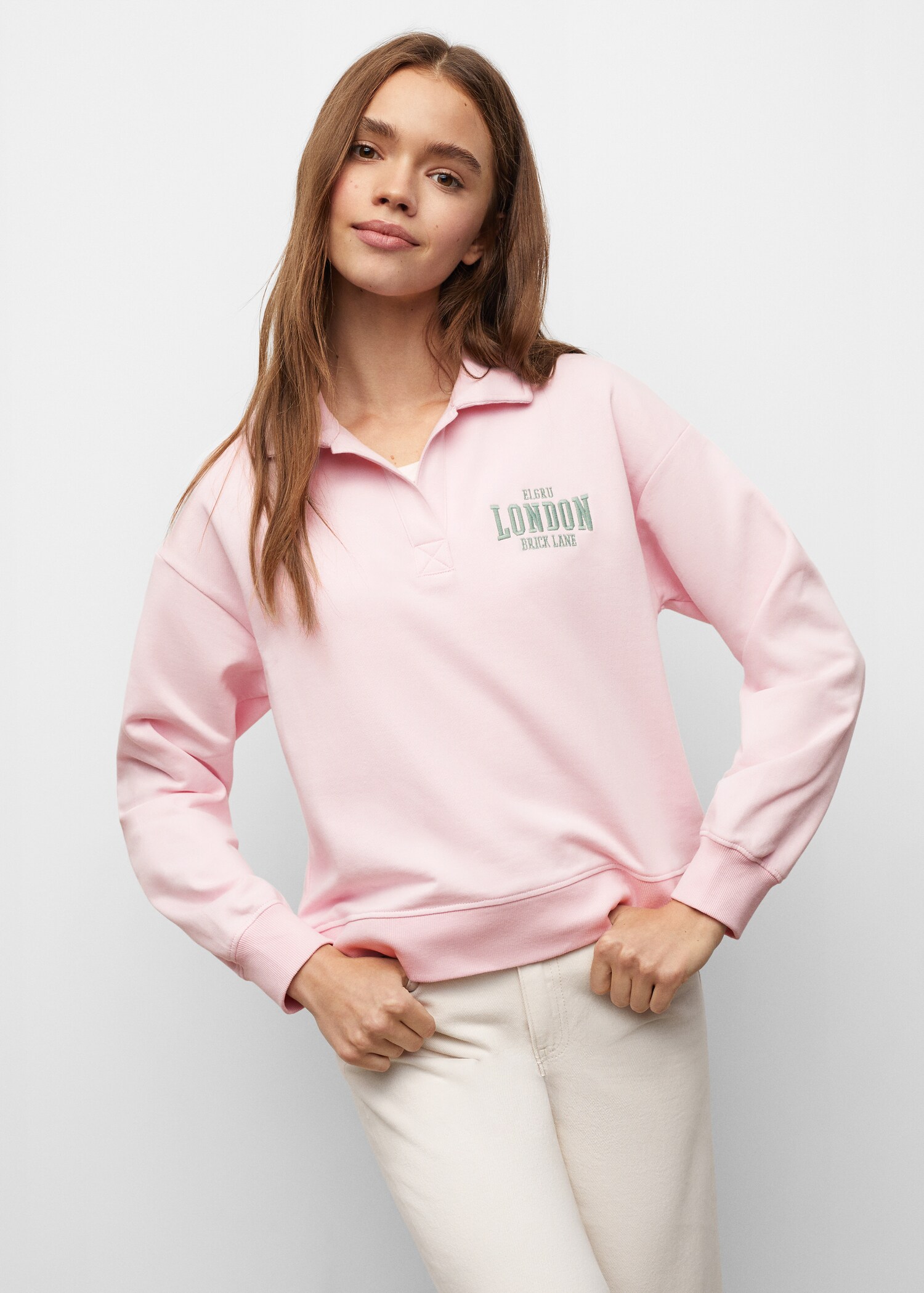 Polo sweatshirt with message - Medium plane