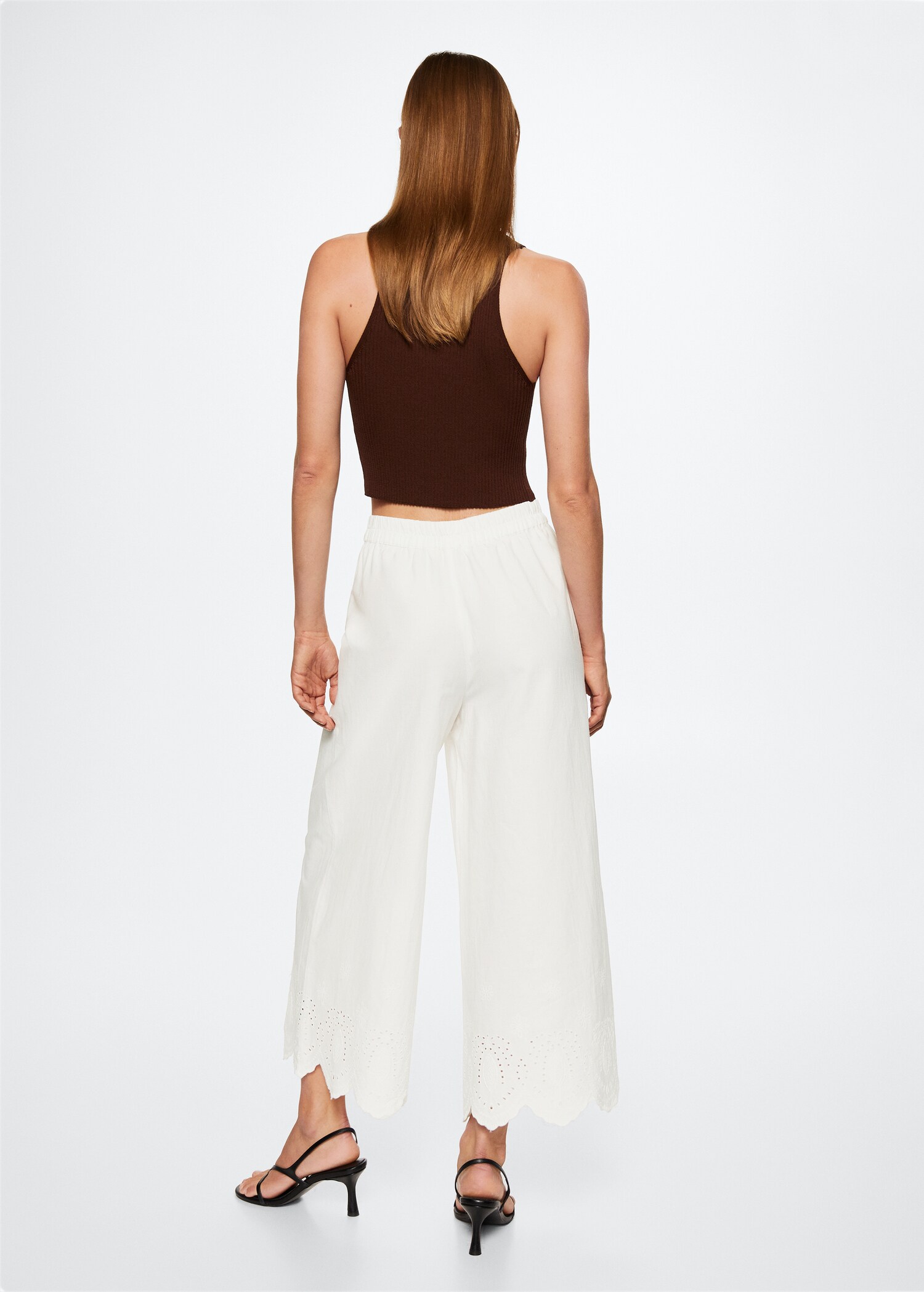 Swiss embroidered culotte trousers - Reverse of the article