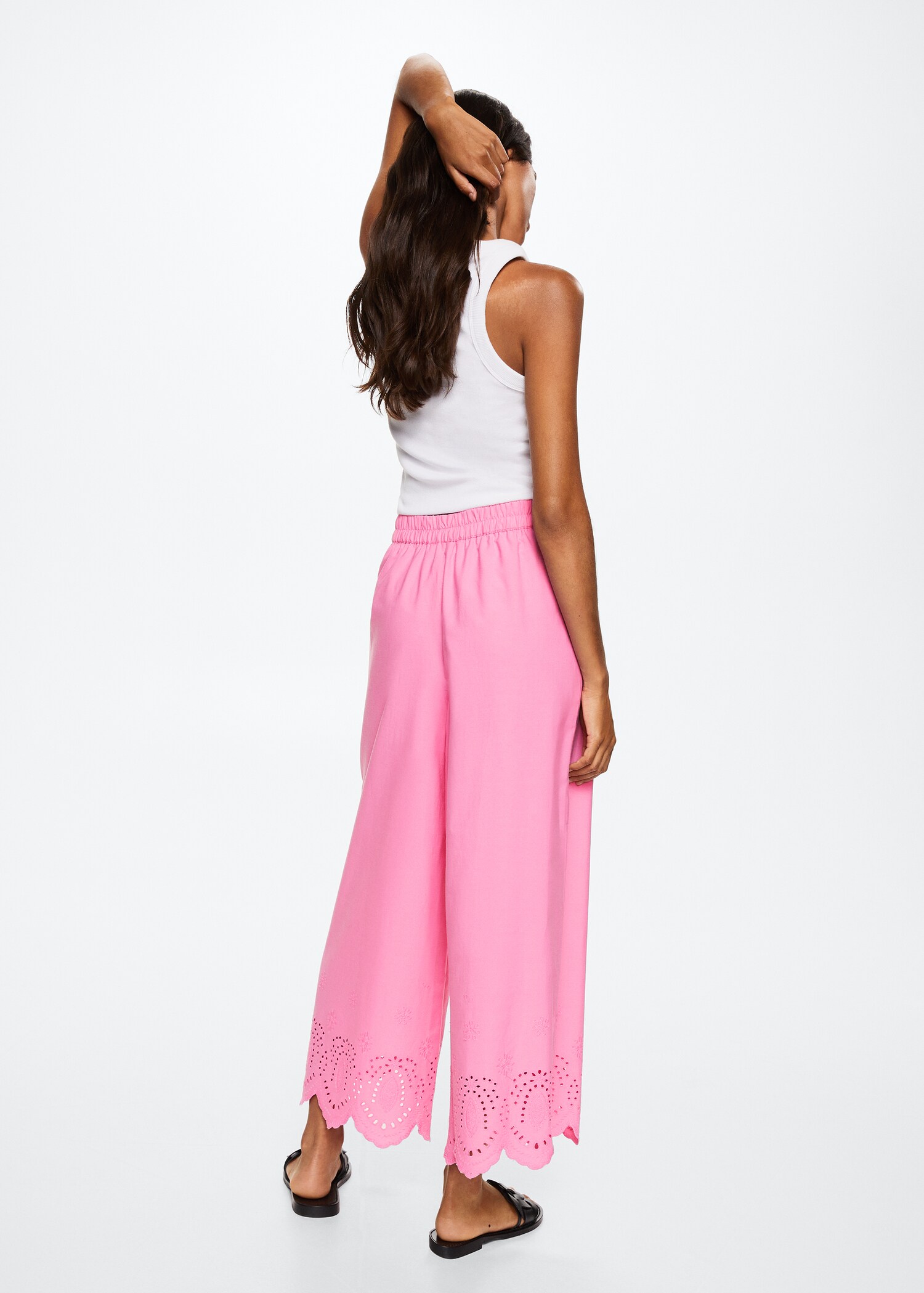 Swiss embroidered culotte trousers - Reverse of the article