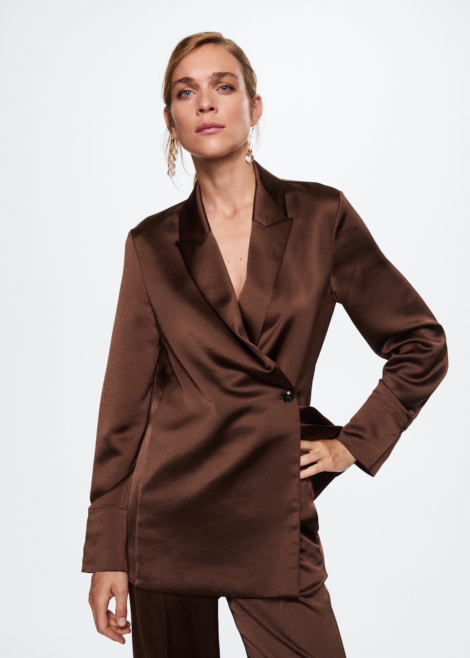 Satin double-breasted jacket - Medium plane