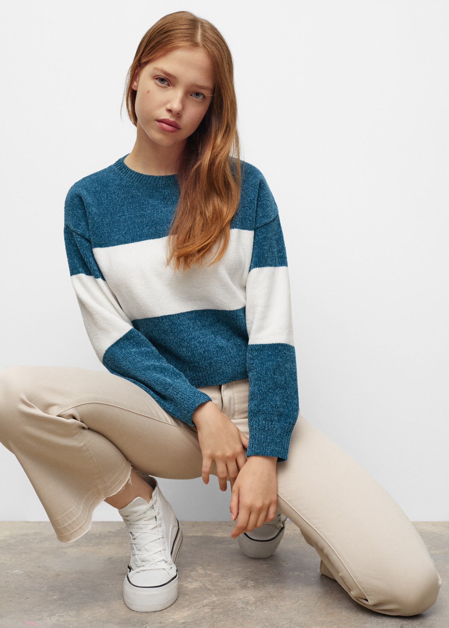 Gestreifter Strickpullover - Mittlere Ansicht