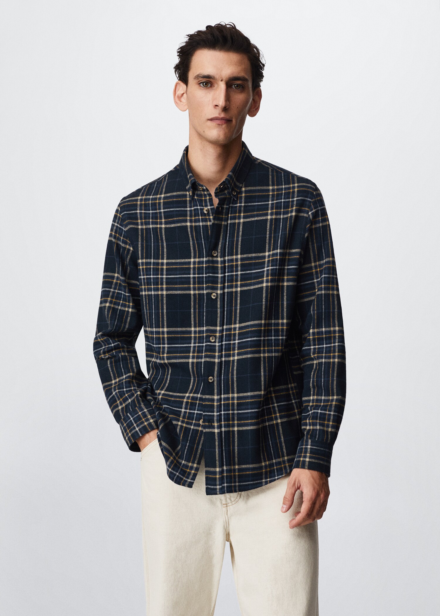 Regular fit checked flannel shirt - Medium plane
