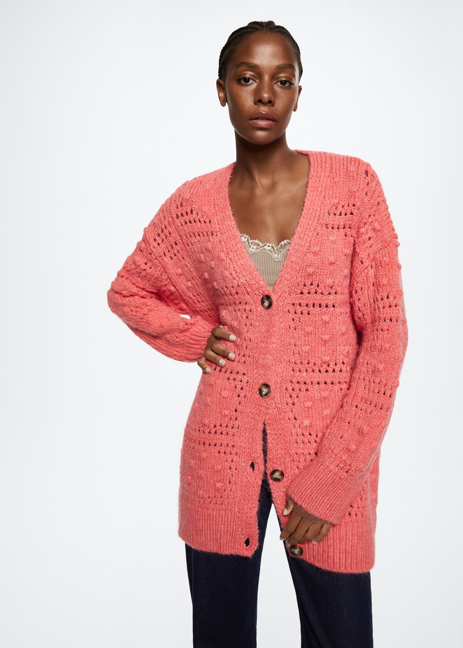 Oversized cardigan with buttons - Medium plane