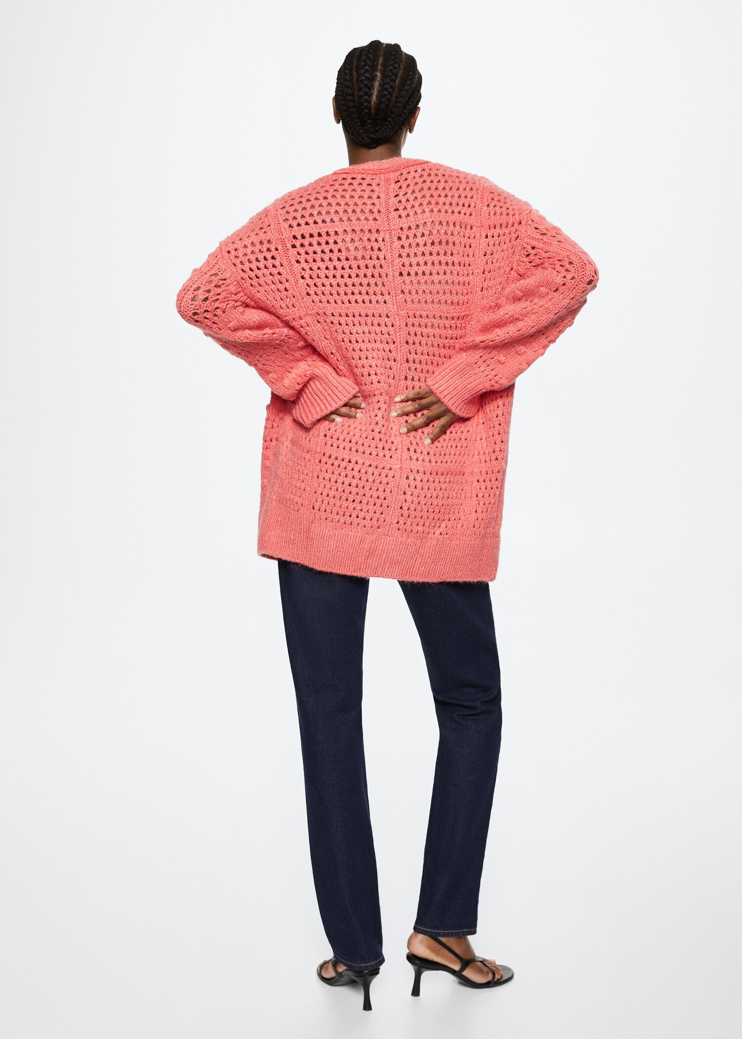 Oversized cardigan with buttons - Reverse of the article