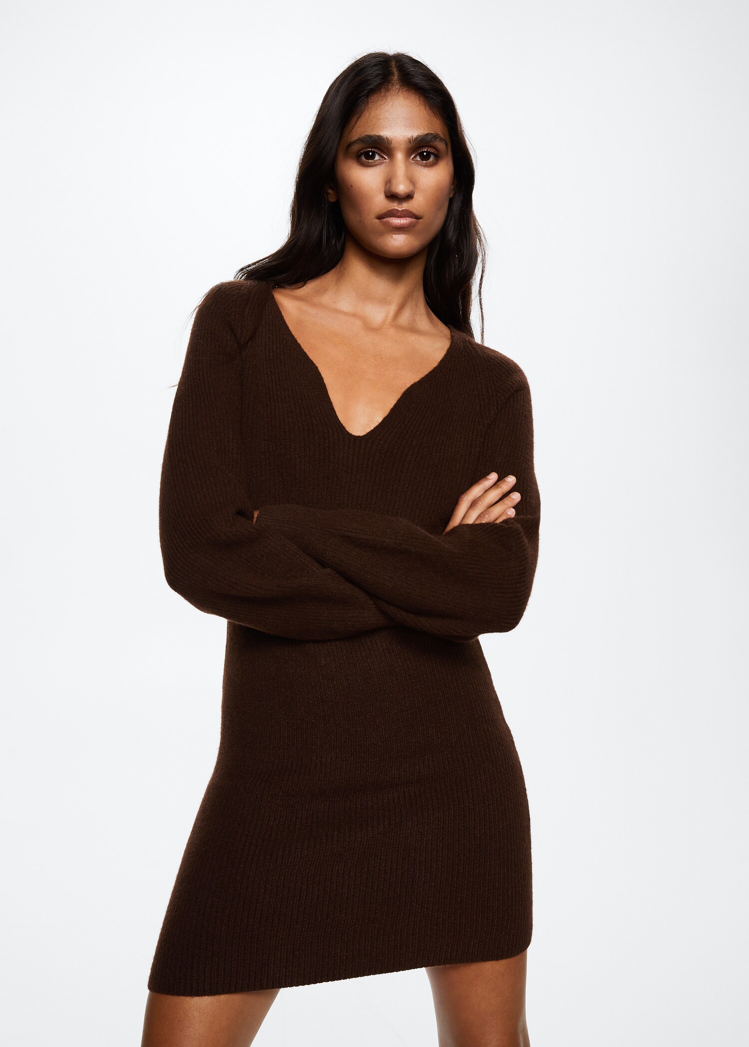 Strickkleid mit Ballonärmel - Mittlere Ansicht