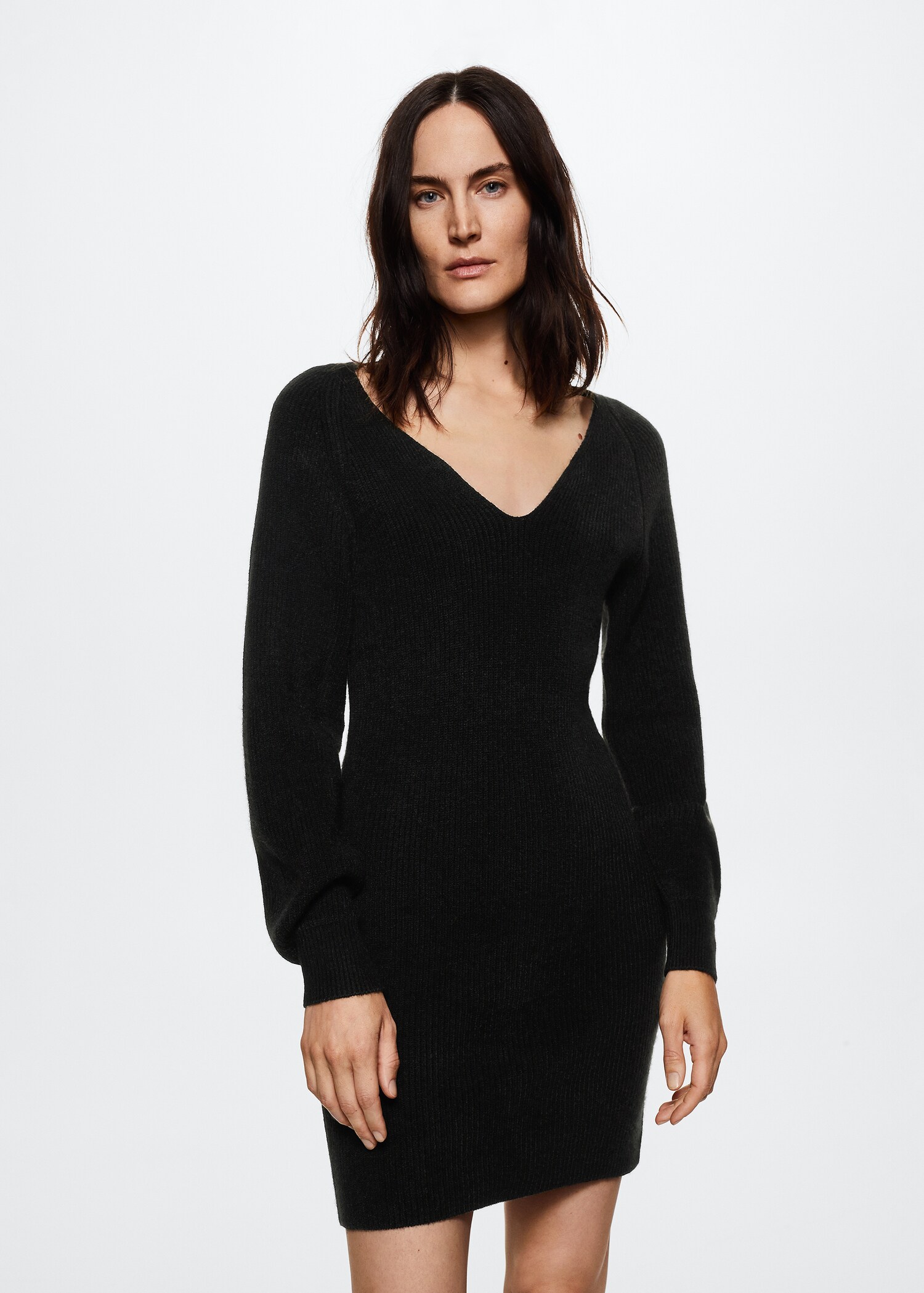 Strickkleid mit Ballonärmel - Mittlere Ansicht
