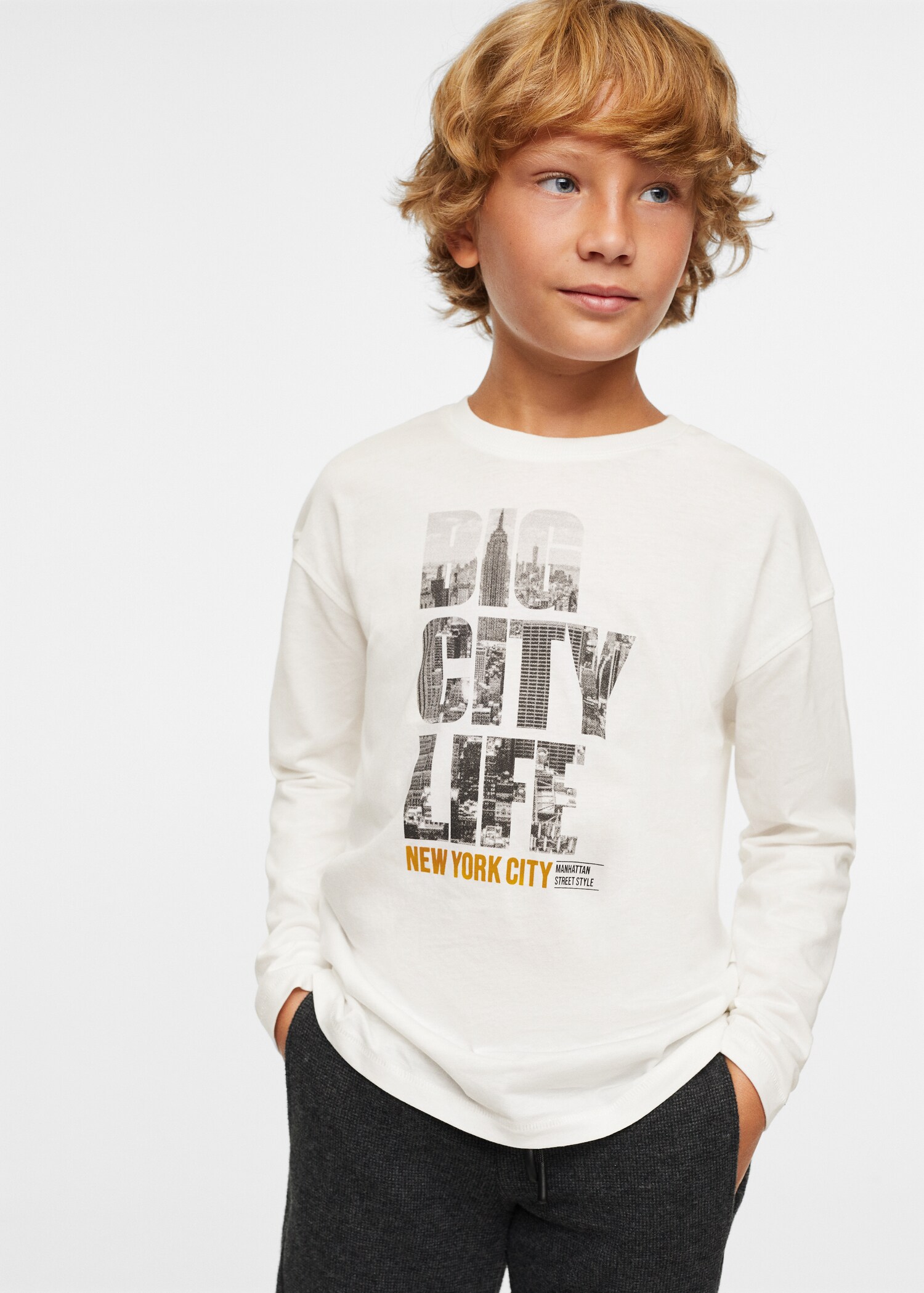 Camiseta manga larga estampada - Plano medio