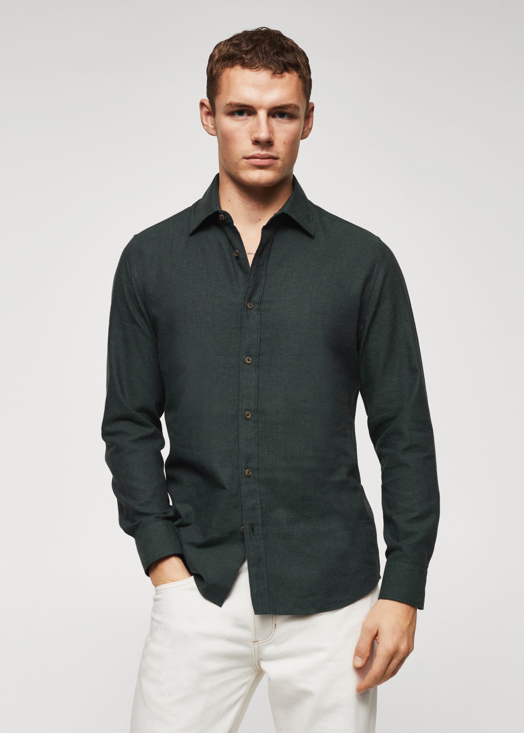 Slim-fit textured cotton shirt - Medium plane