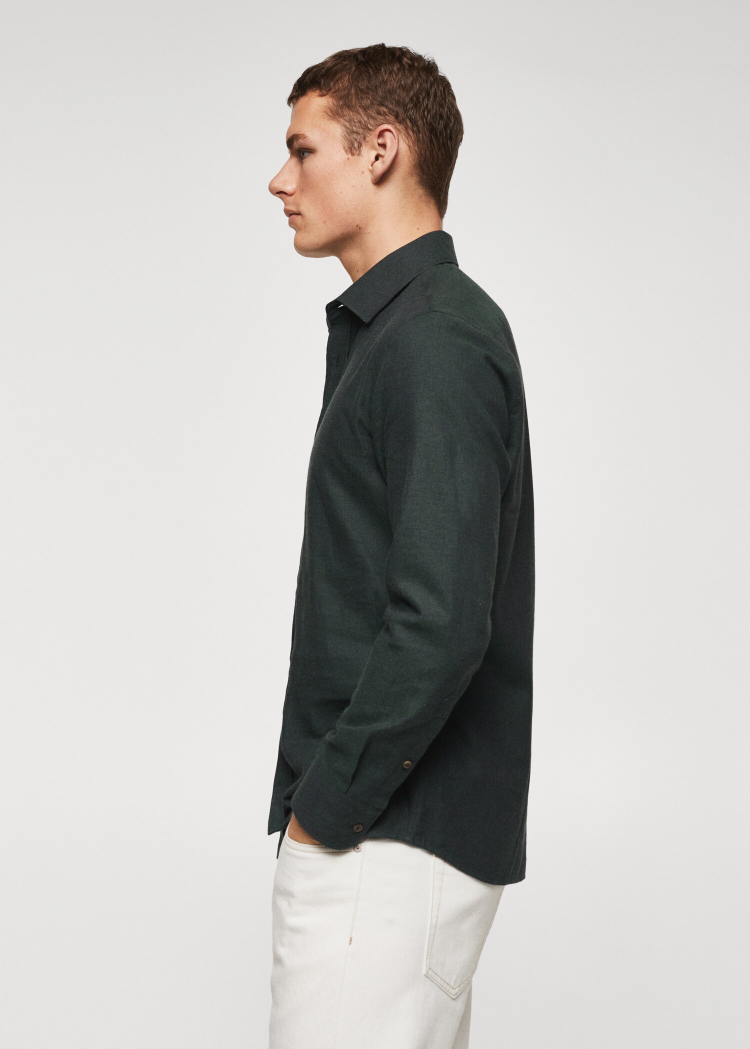 Texturiertes Slim Fit-Hemd aus Baumwolle - Detail des Artikels 6