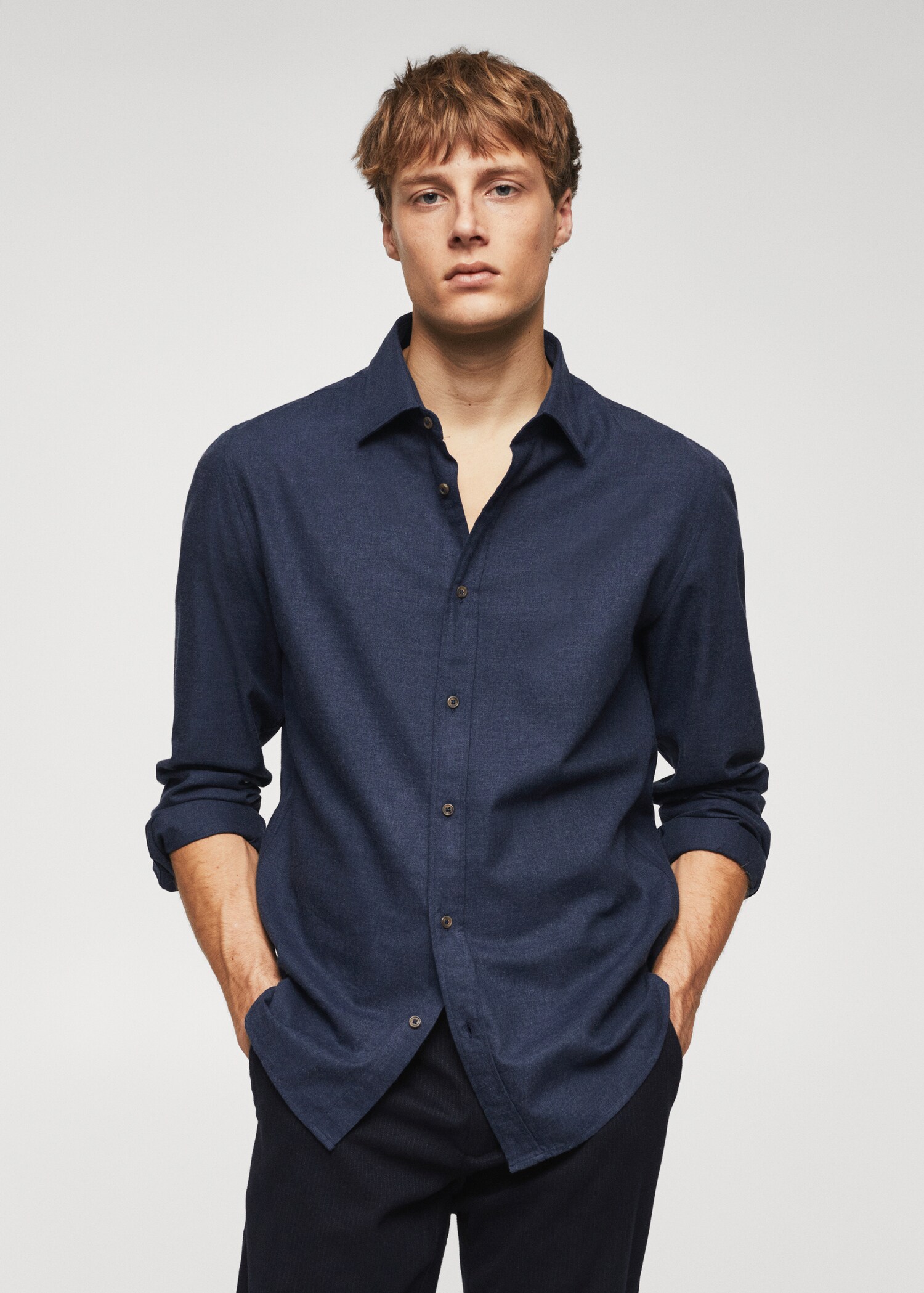 Slim-fit textured cotton shirt - Medium plane