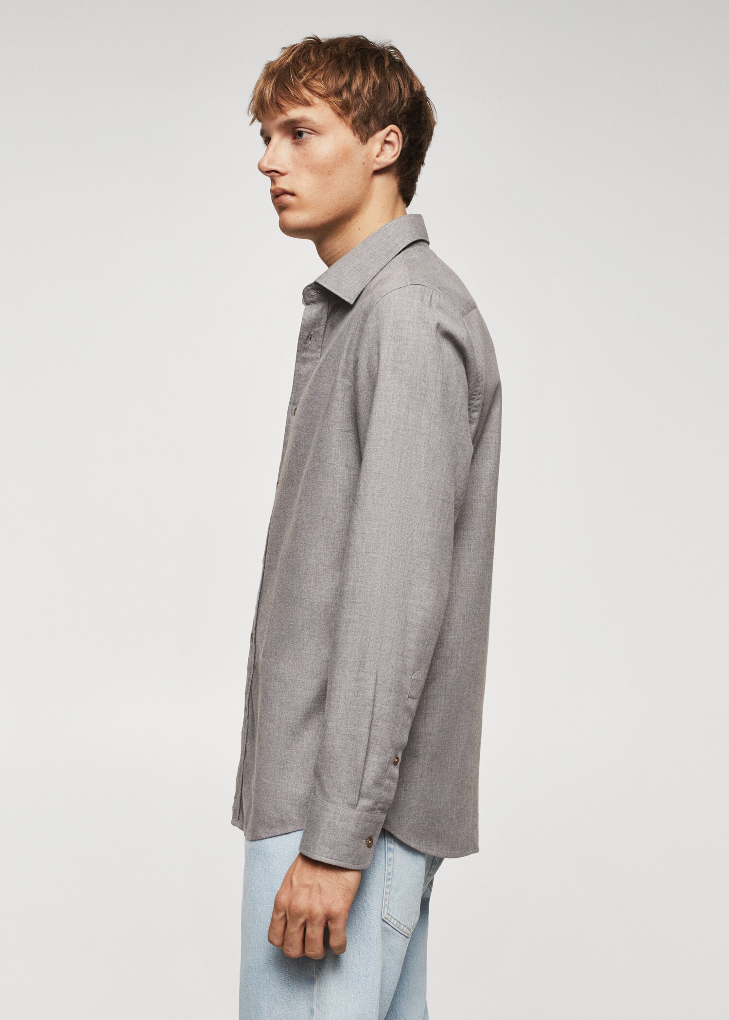 Texturiertes Slim Fit-Hemd aus Baumwolle - Detail des Artikels 6