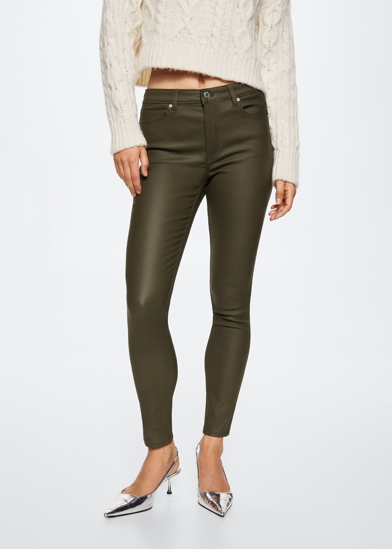 Skinny Jeans Isa in Cropped-Länge und Wachs-Optik - Mittlere Ansicht