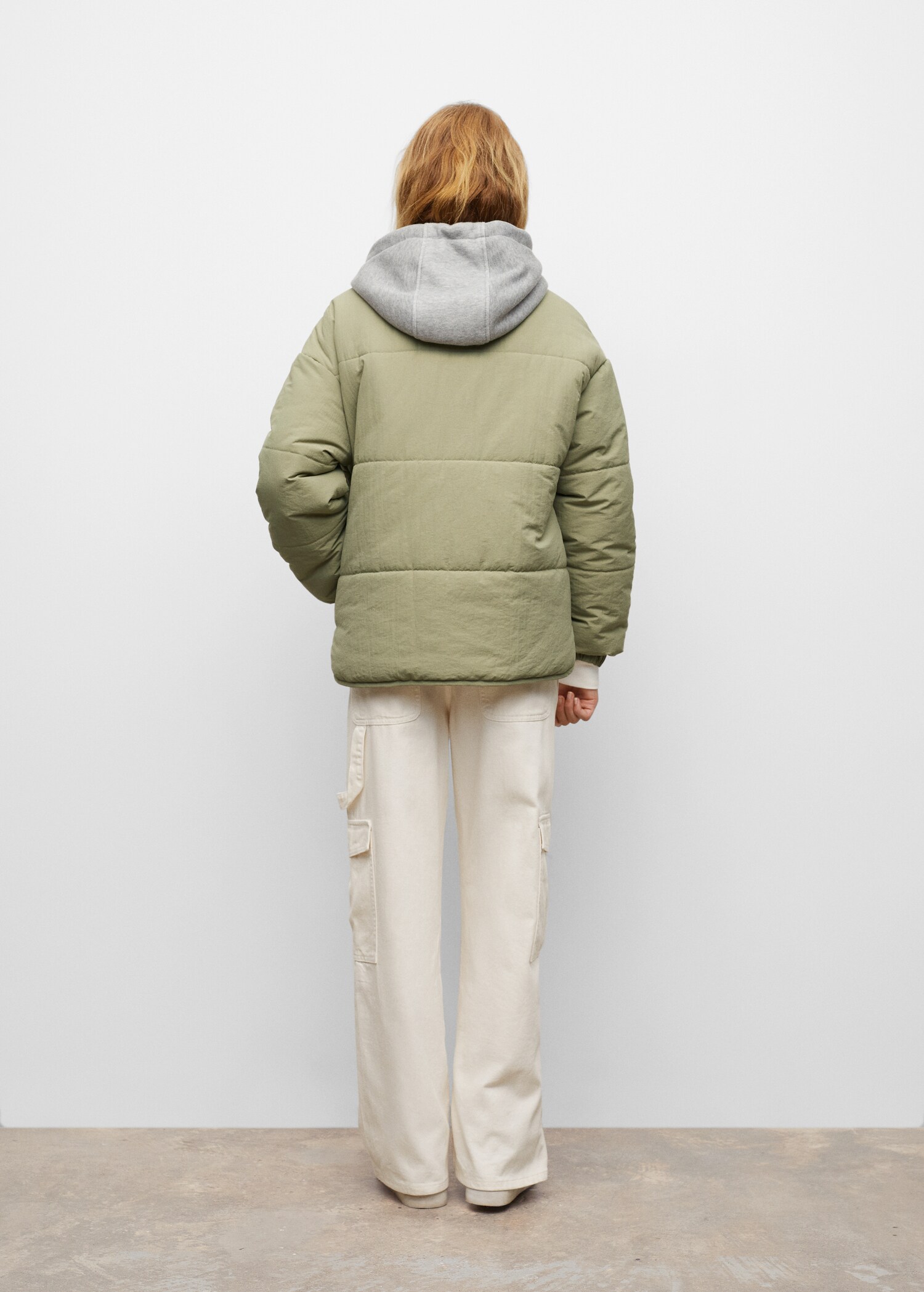 Hood quilted coat - Reverse of the article
