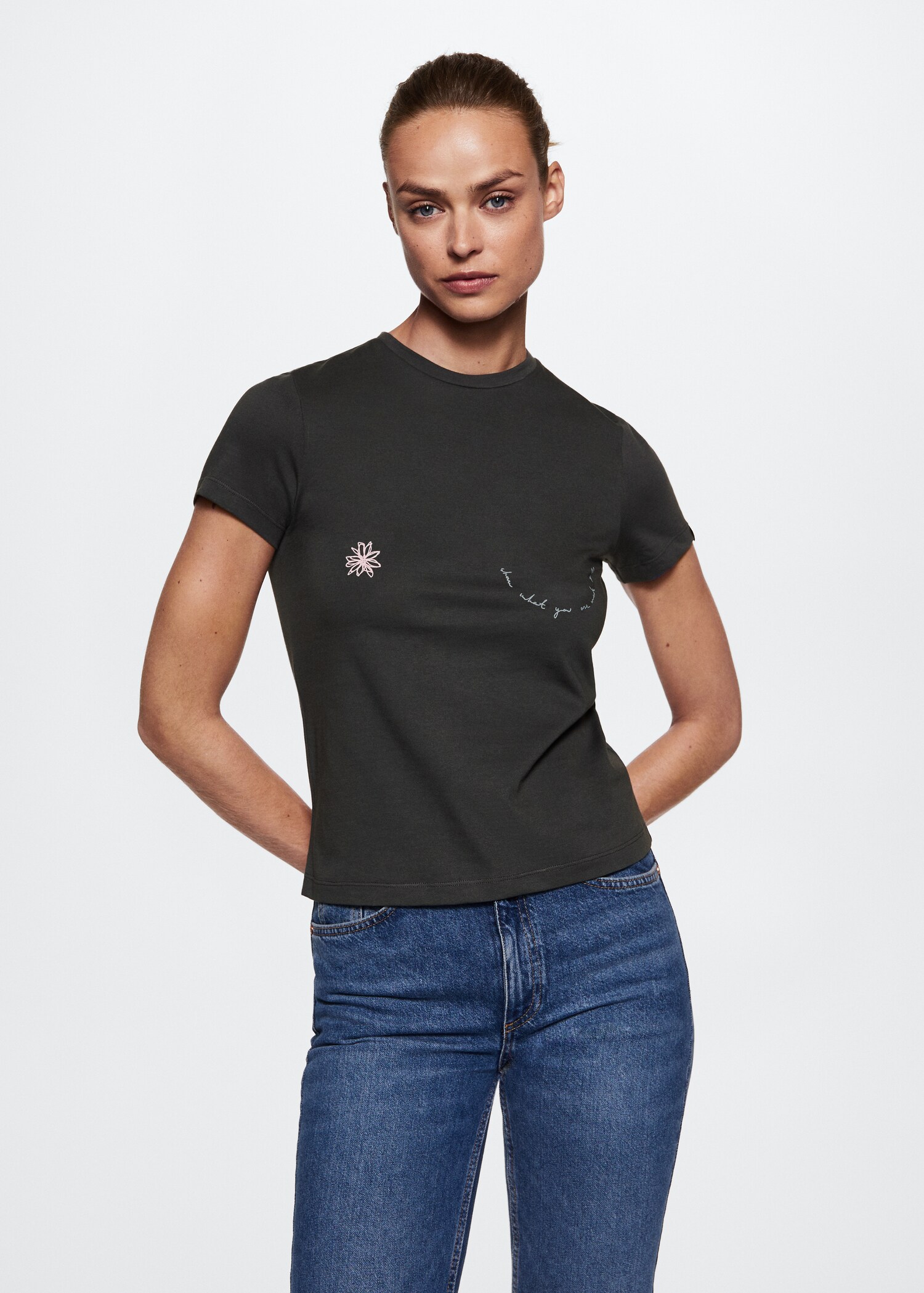 Solidarisches T-Shirt mit Schriftzug - Mittlere Ansicht