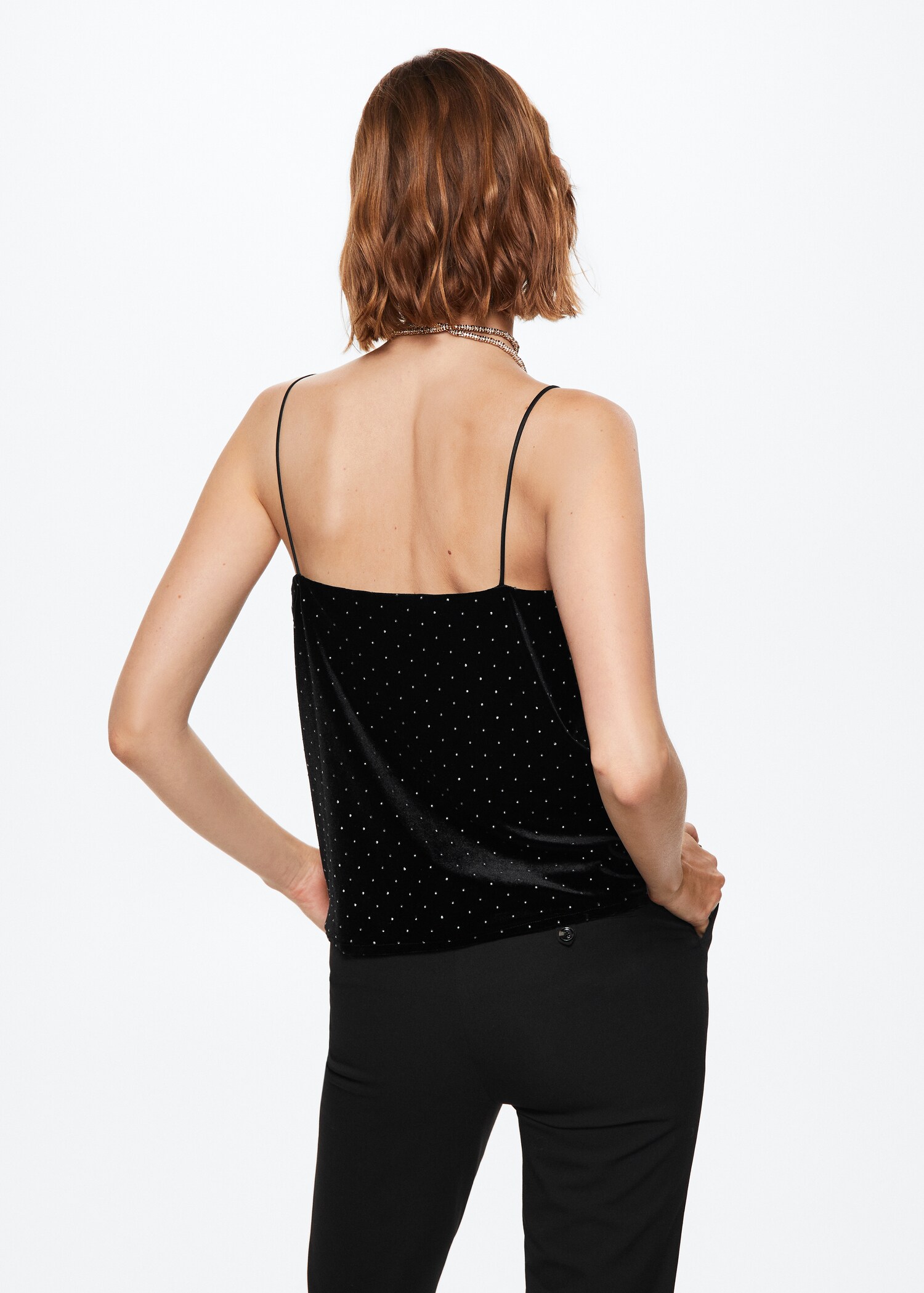 Strass velvet top - Reverse of the article