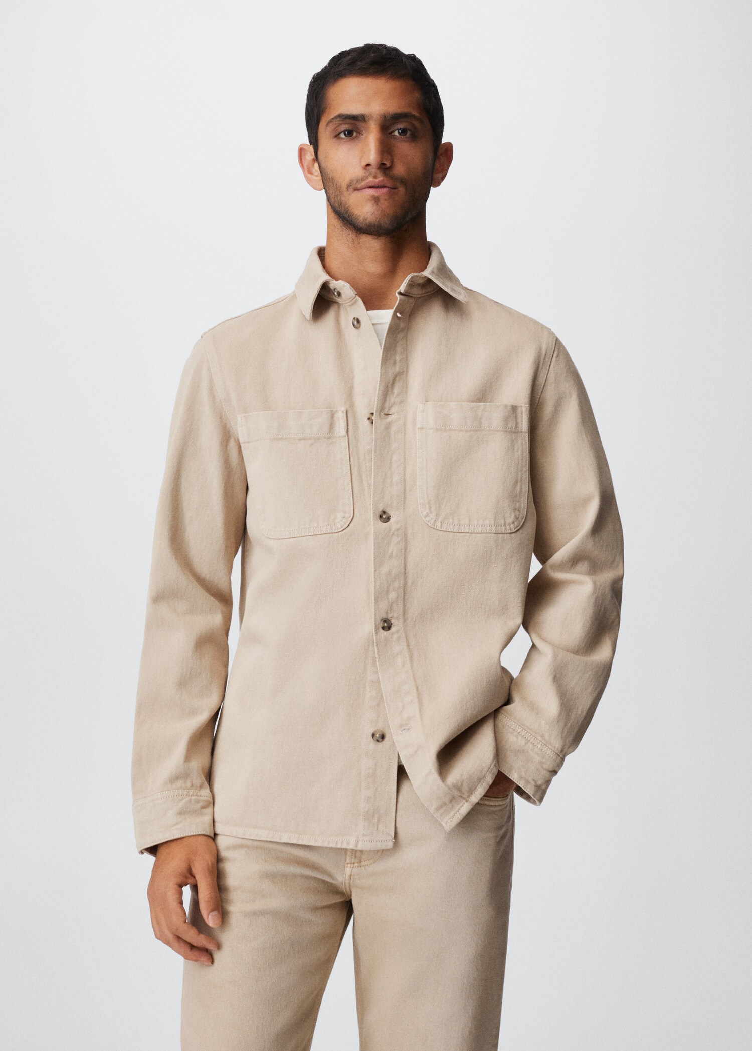 Pocket denim overshirt - Medium plane