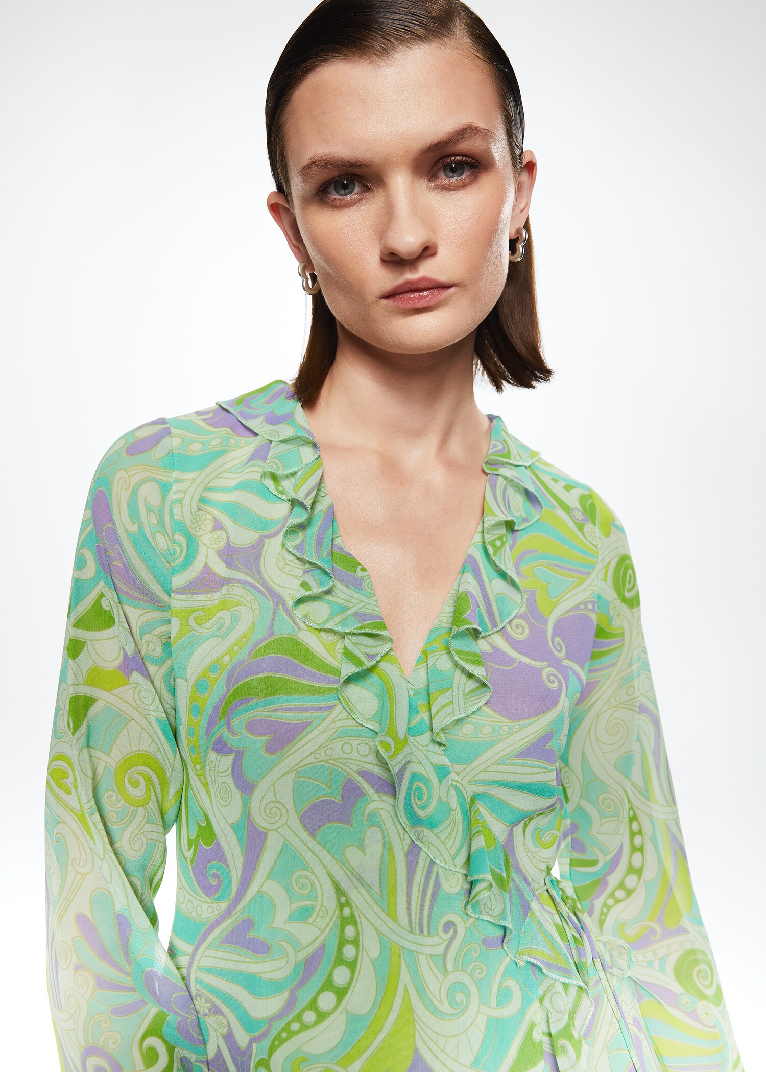 Ruffled printed dress - Details of the article 1