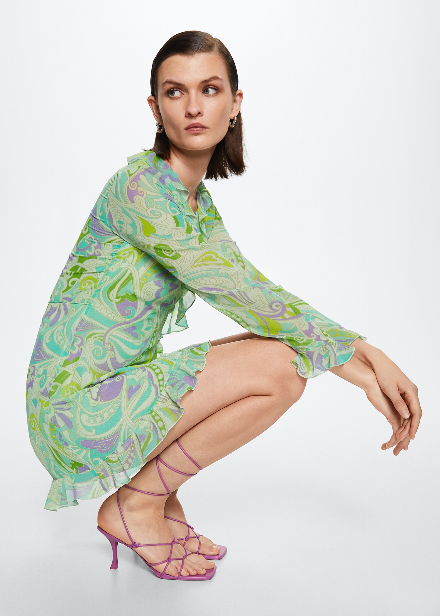 Ruffled printed dress - Details of the article 2