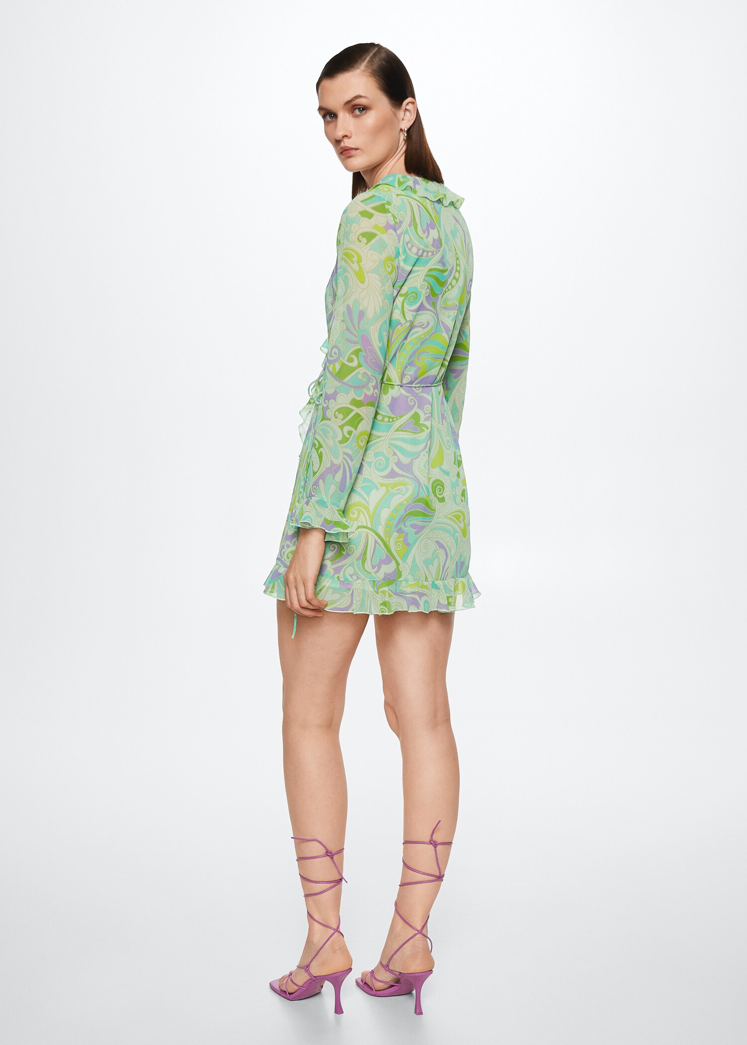 Ruffled printed dress - Reverse of the article